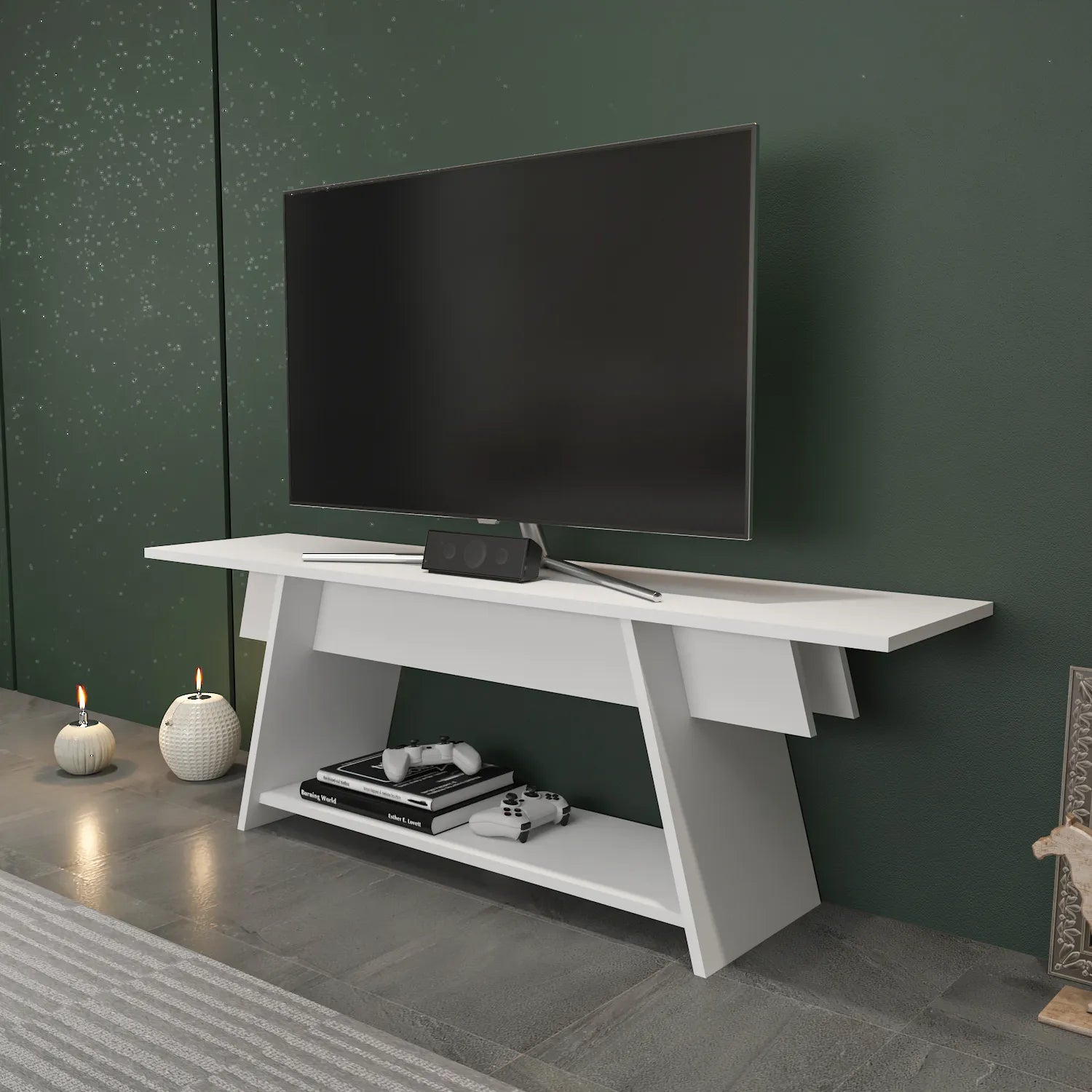 Lanca 59" Wide Minimalist TV Stand Media Console | Streamlined Design for TVs up to 68"