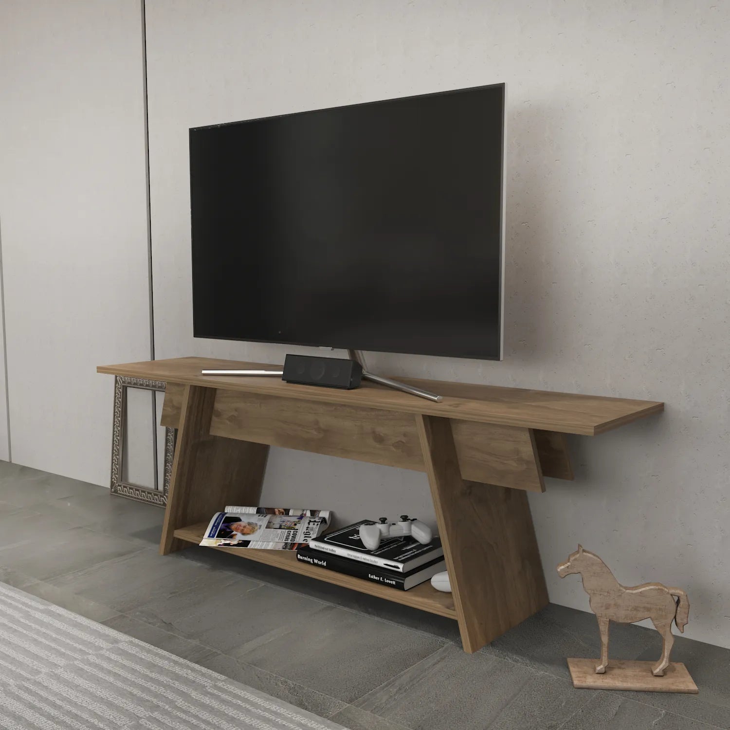 Lanca 59" Wide Minimalist TV Stand Media Console | Streamlined Design for TVs up to 68"