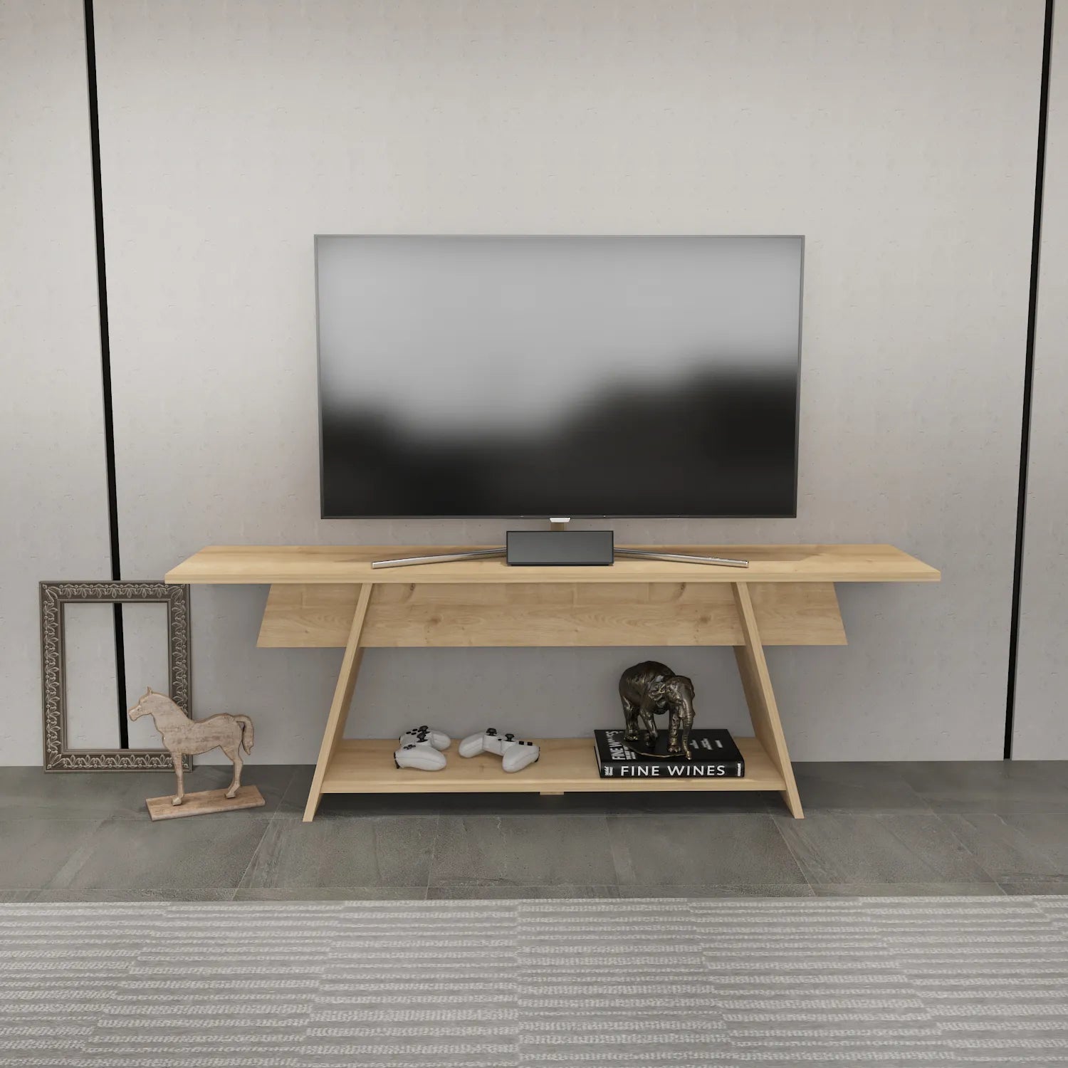 Lanca 59" Wide Minimalist TV Stand Media Console | Streamlined Design for TVs up to 68"