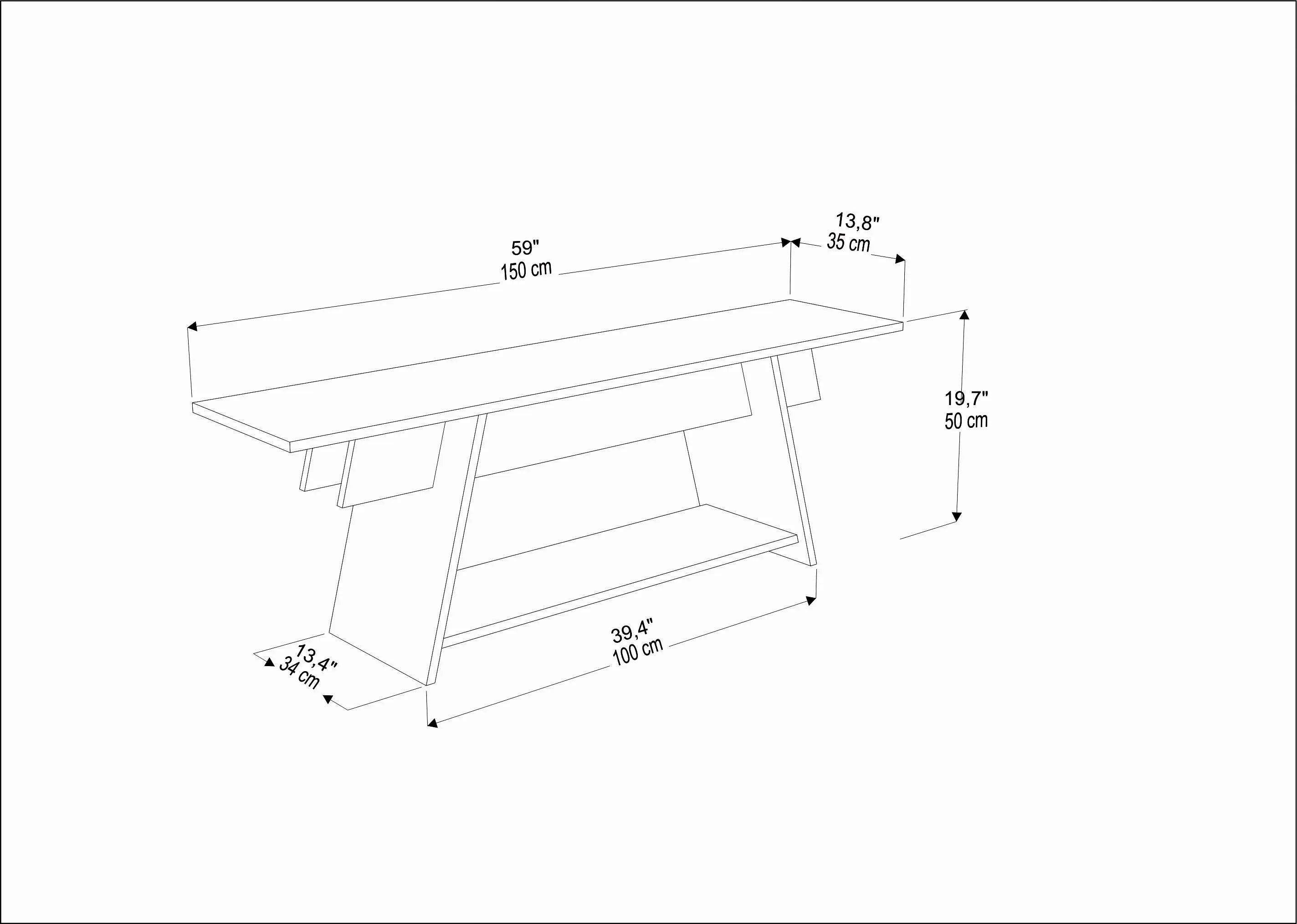 Lanca 59" Wide Minimalist TV Stand Media Console | Streamlined Design for TVs up to 68"