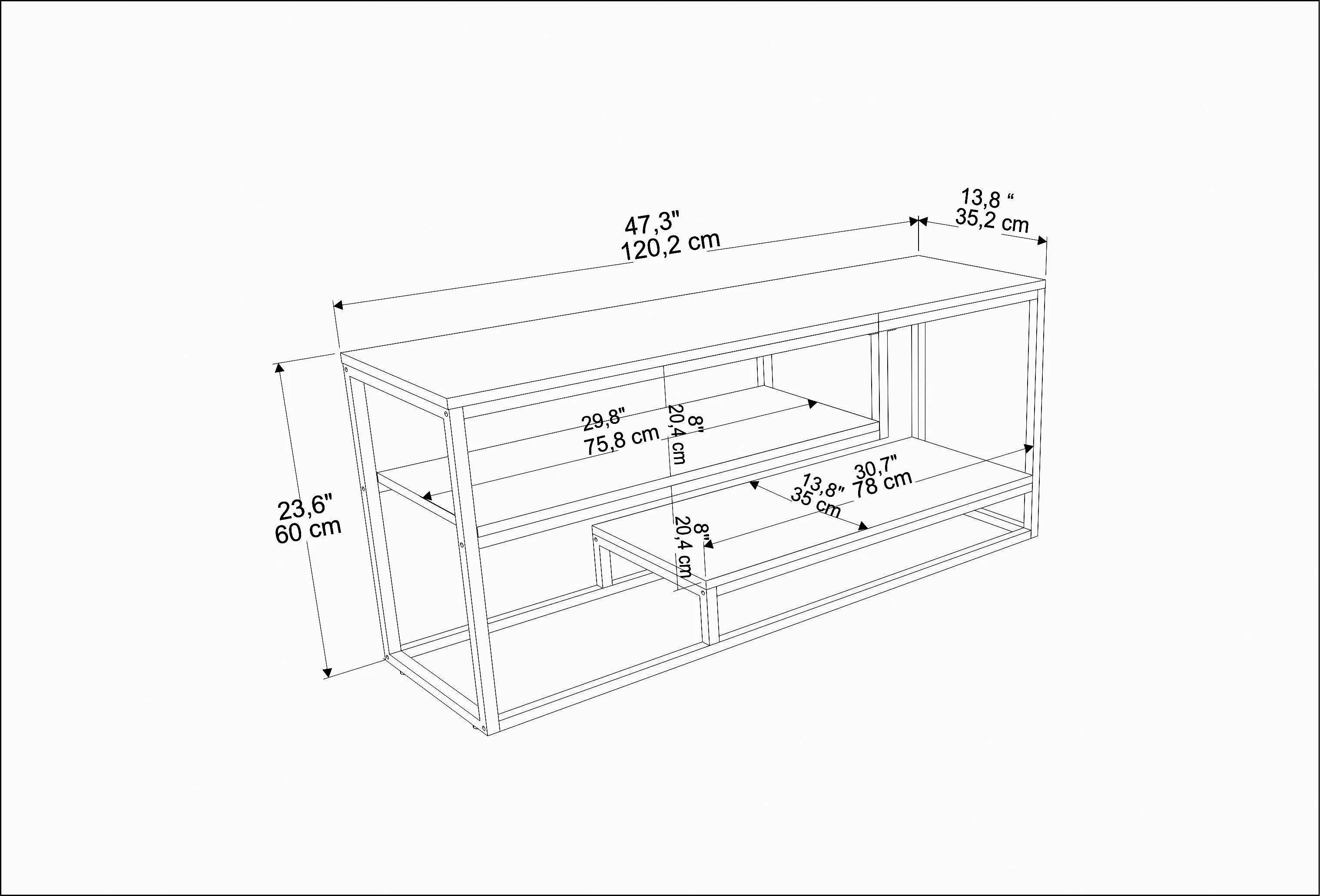 Lorin 47 inch Wide Metal Wood TV Stand Media Console for TVs up to 55 inch