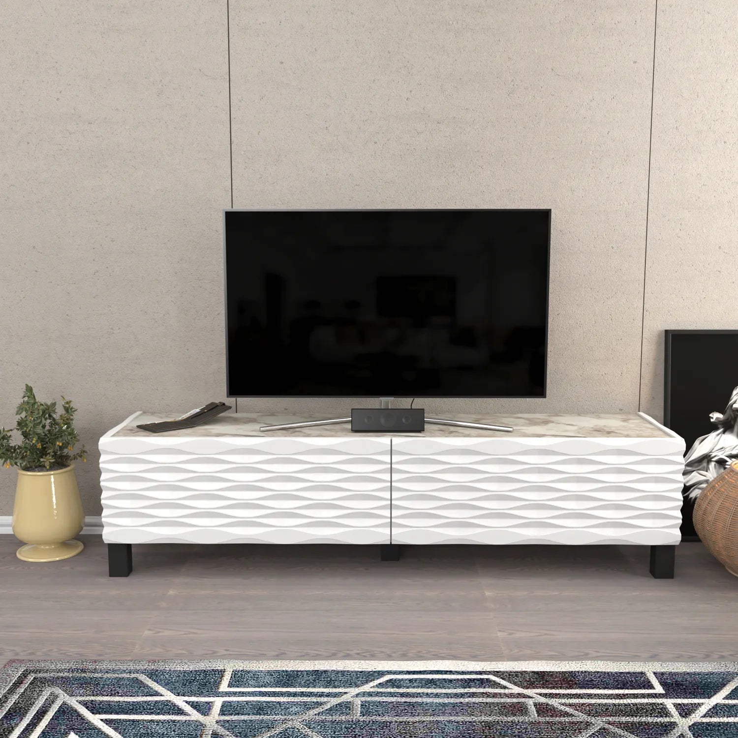 Lerze 59 inch Wide TV Stand Media Console fot TVs up to 65 inch