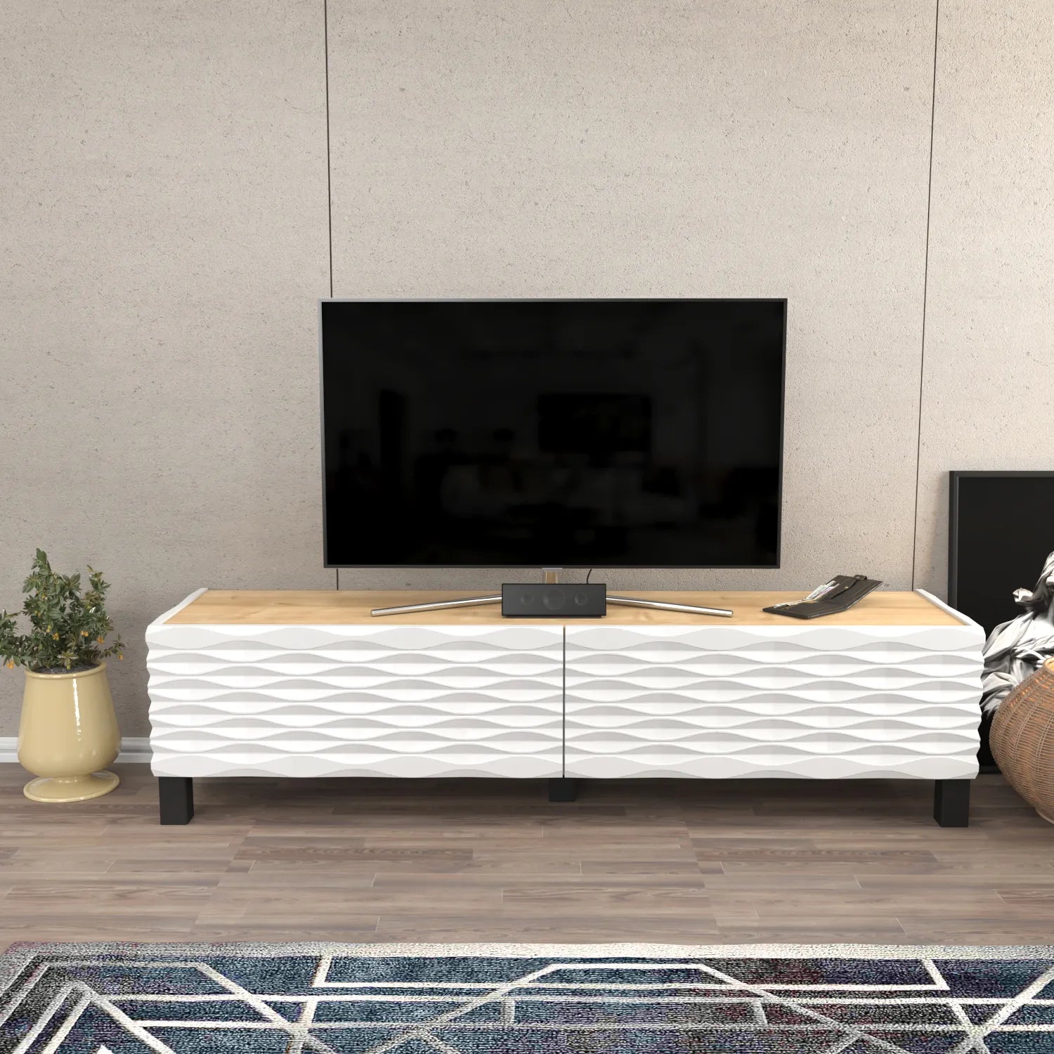 Lerze 59 inch Wide TV Stand Media Console fot TVs up to 65 inch