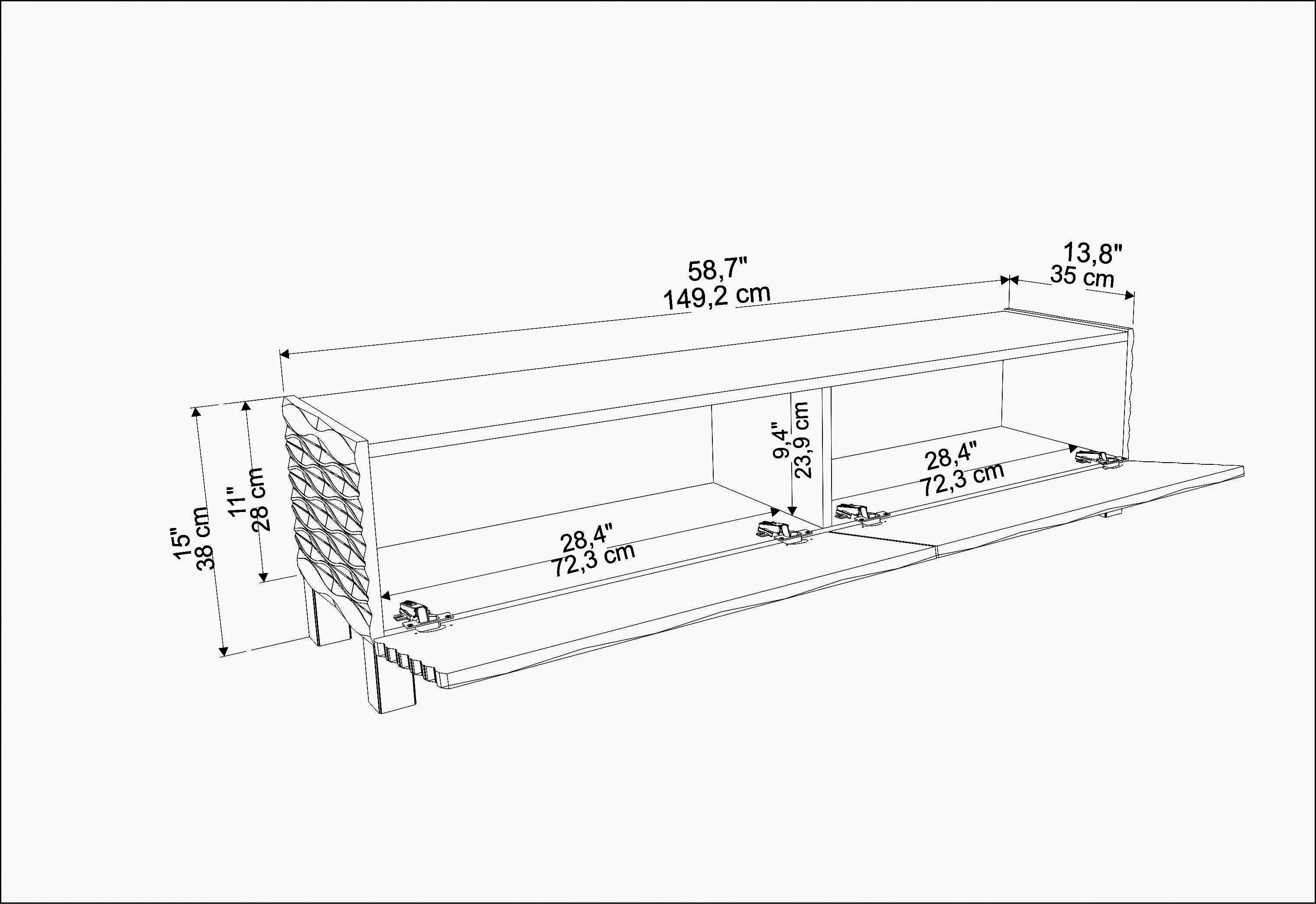 Lerze 59 inch Wide TV Stand Media Console fot TVs up to 65 inch