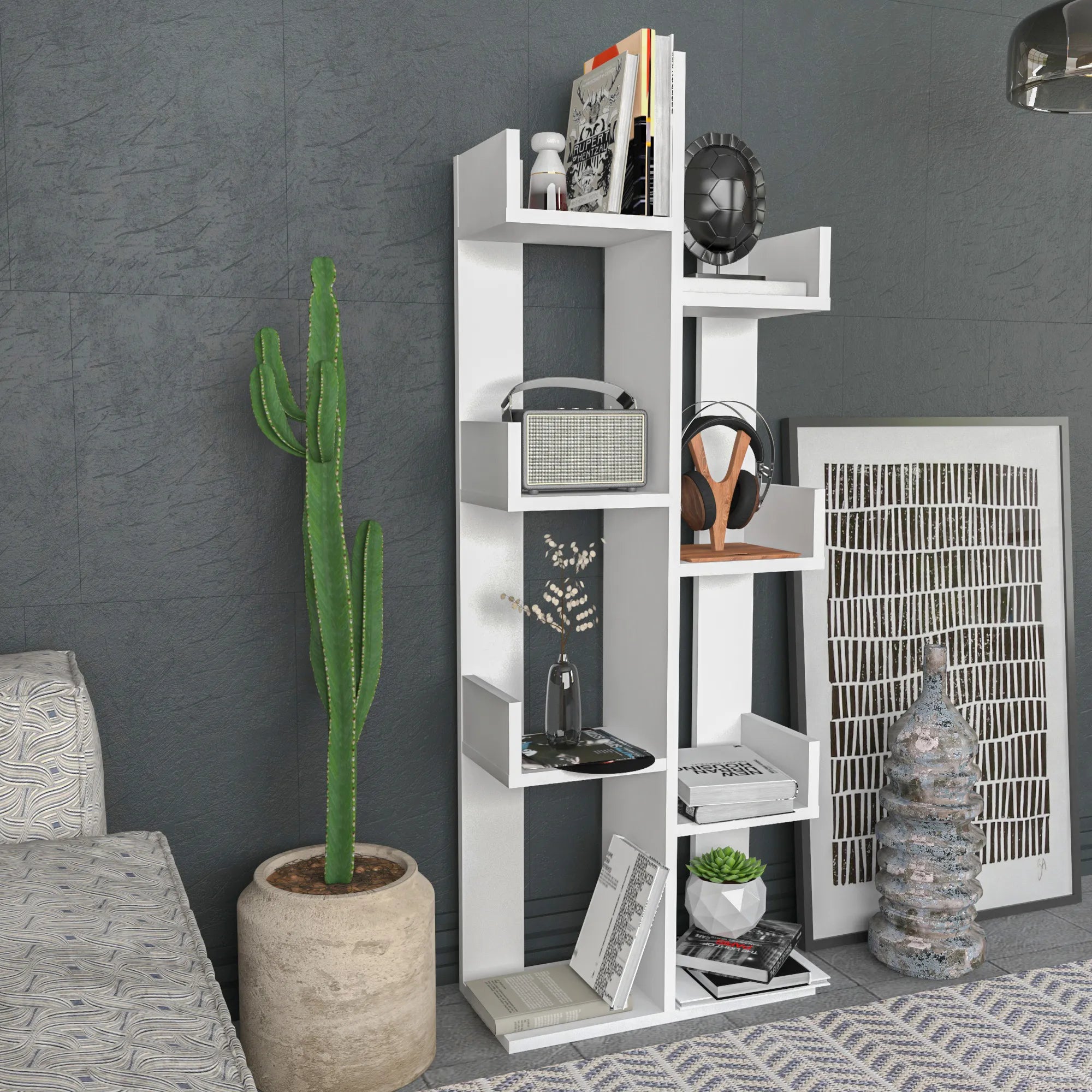 Luisa 54 in Tall Modern Tree Style Bookshelf