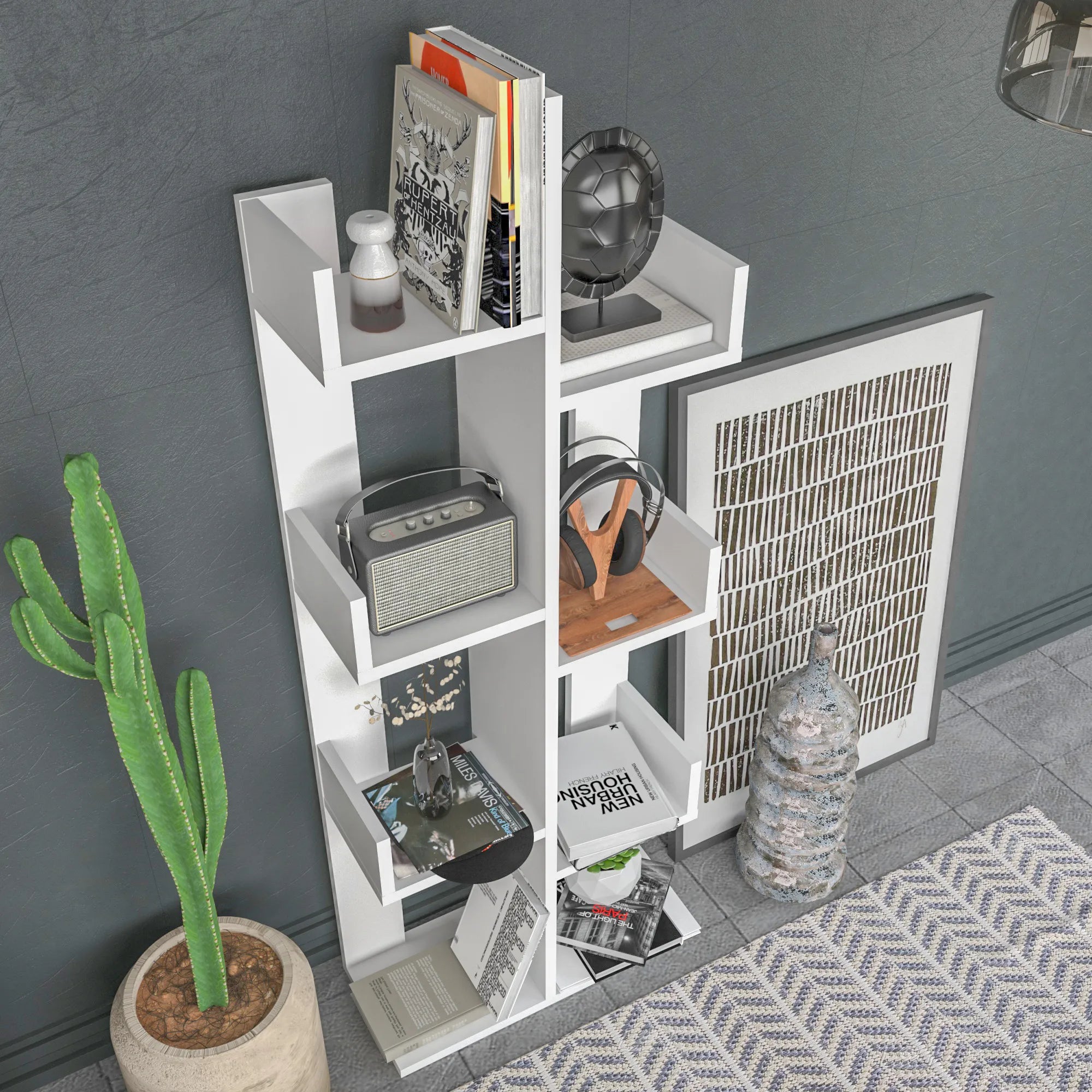 Luisa 54 in Tall Modern Tree Style Bookshelf