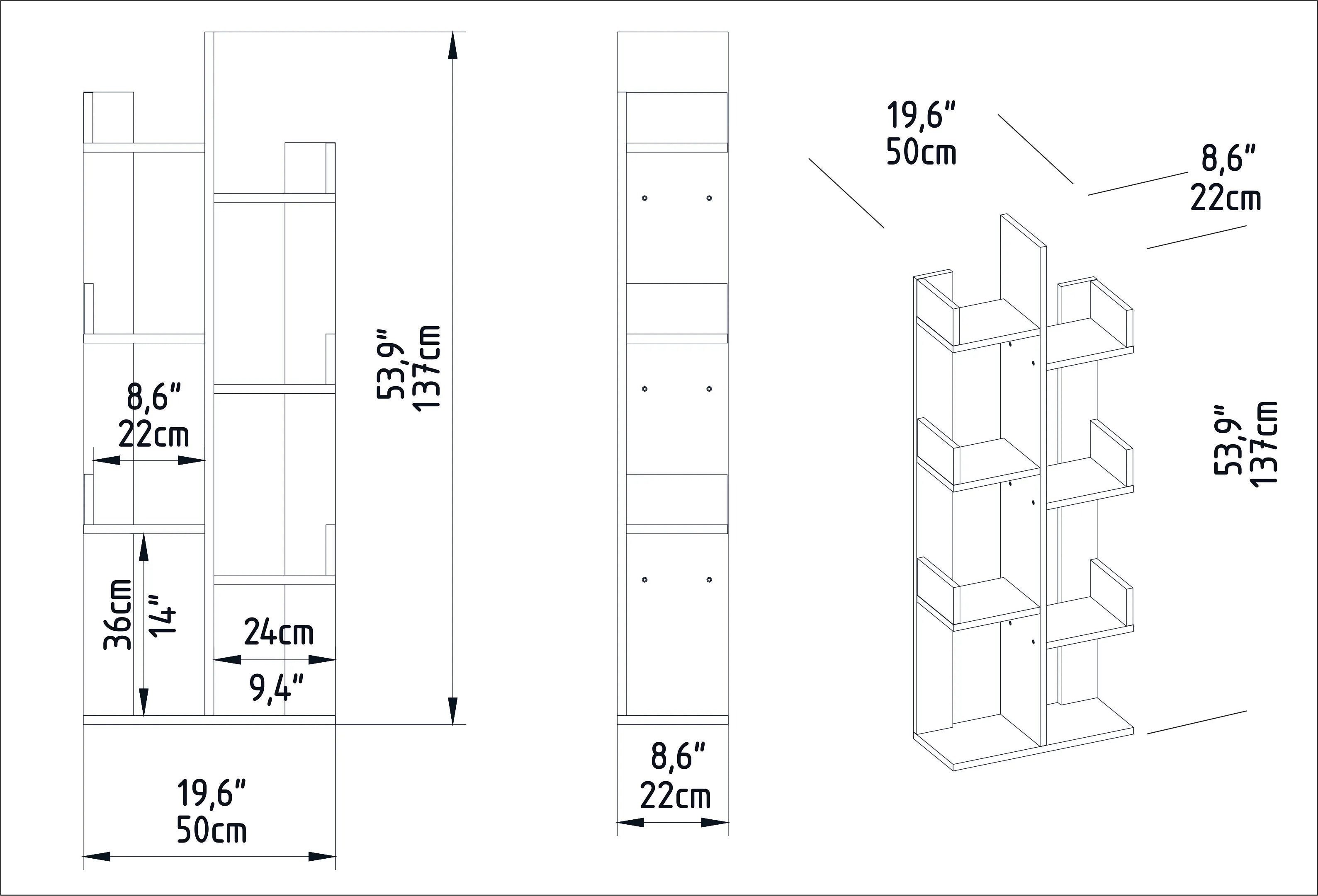 Luisa 54 in Tall Modern Tree Style Bookshelf