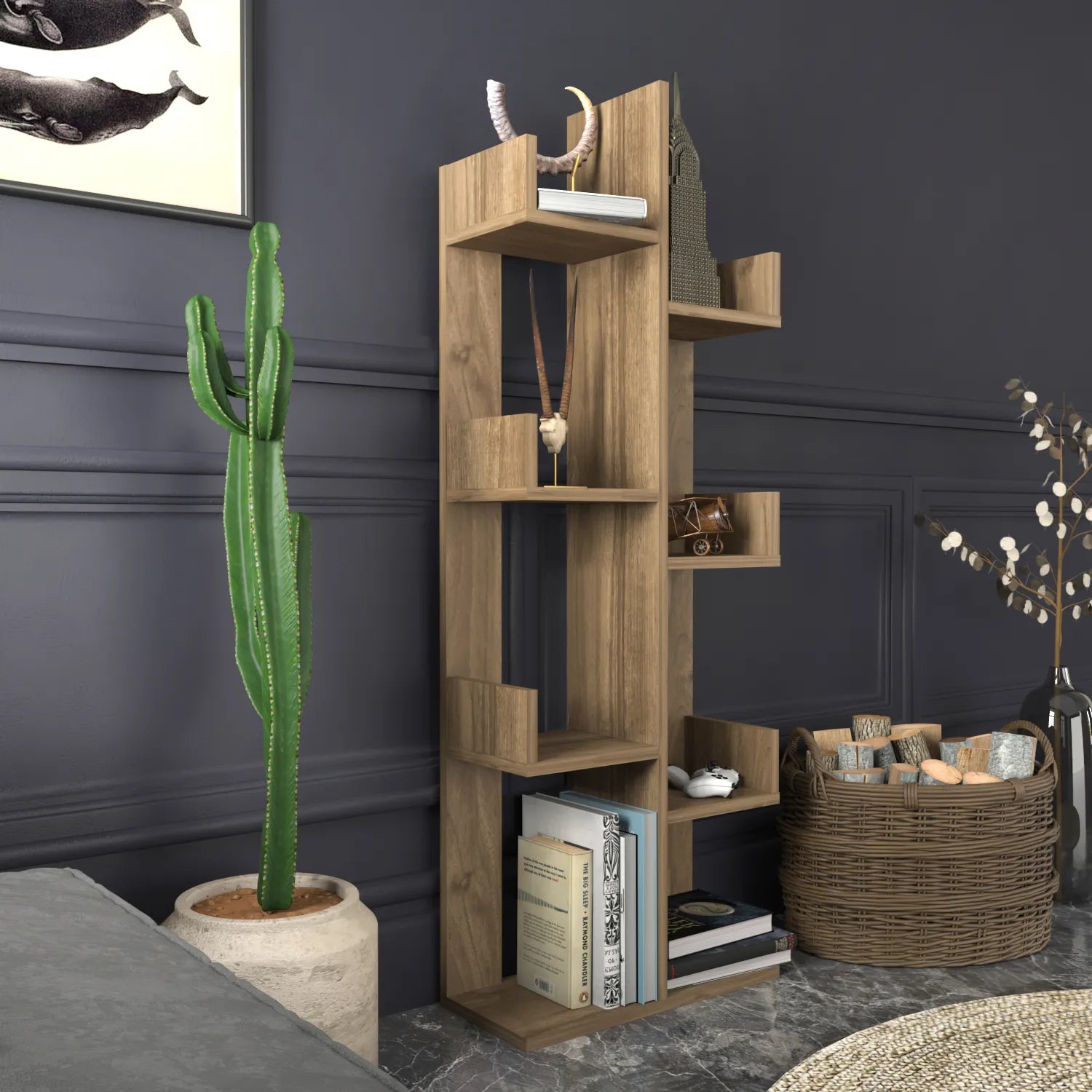 Luisa 54 in Tall Modern Tree Style Bookshelf