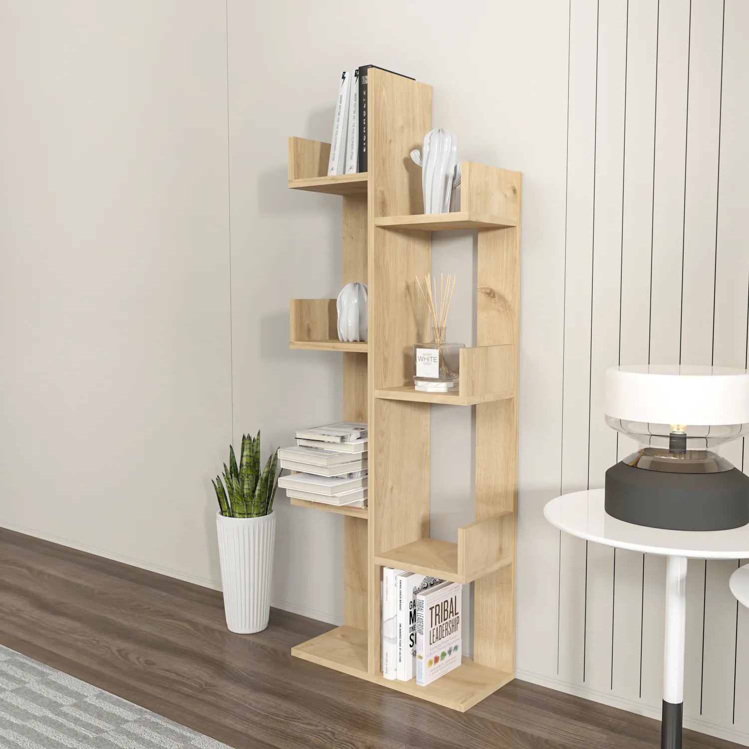 Luisa 54 in Tall Modern Tree Style Bookshelf