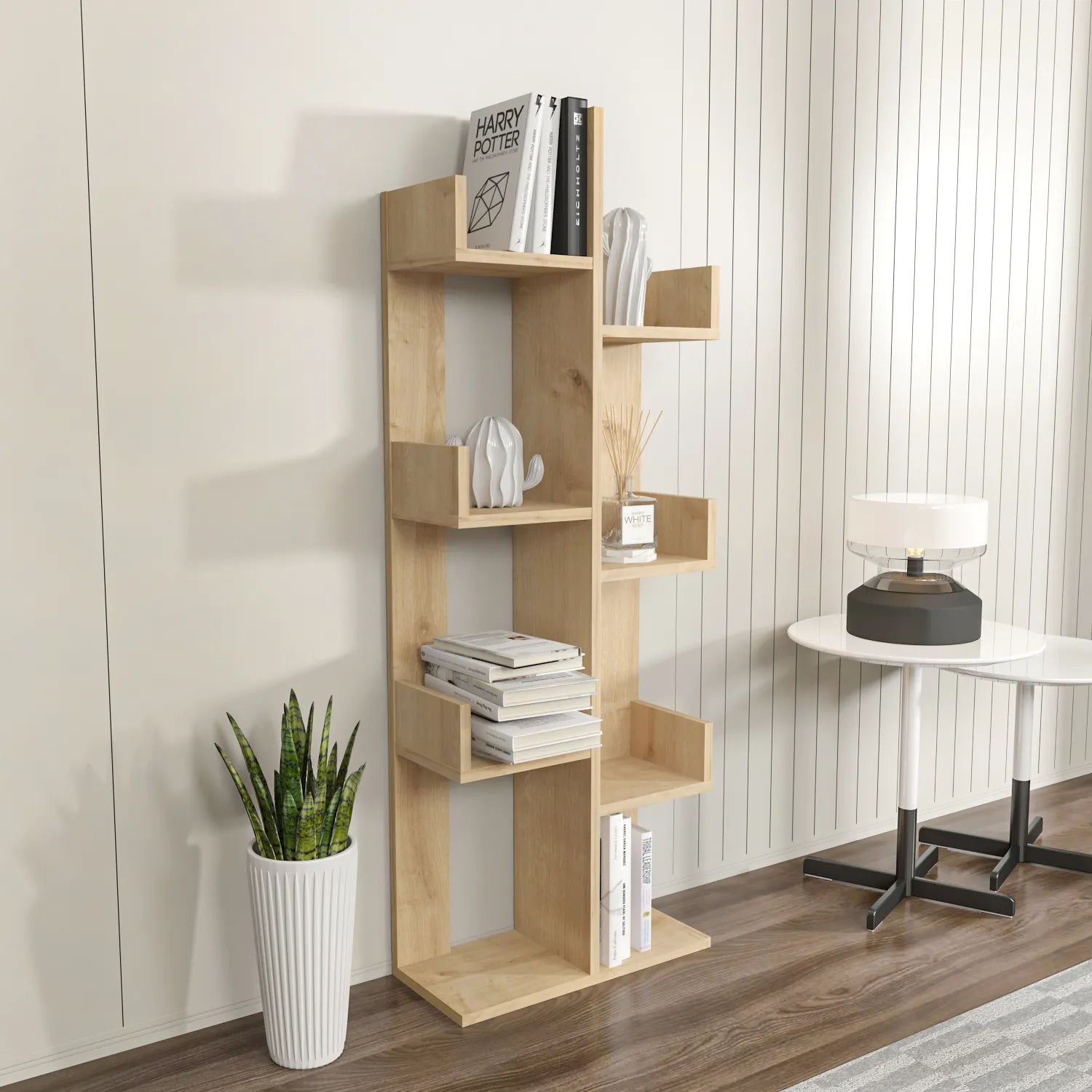 Luisa 54 in Tall Modern Tree Style Bookshelf White