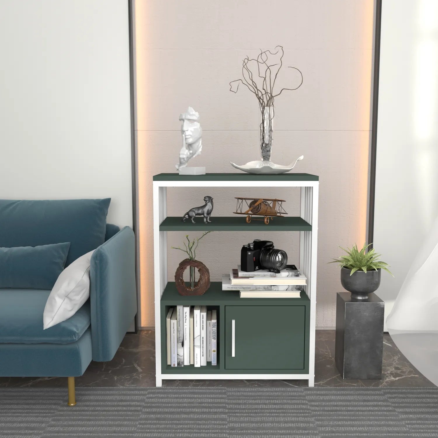 Letos 32" Tall Metal Wood Bookcase