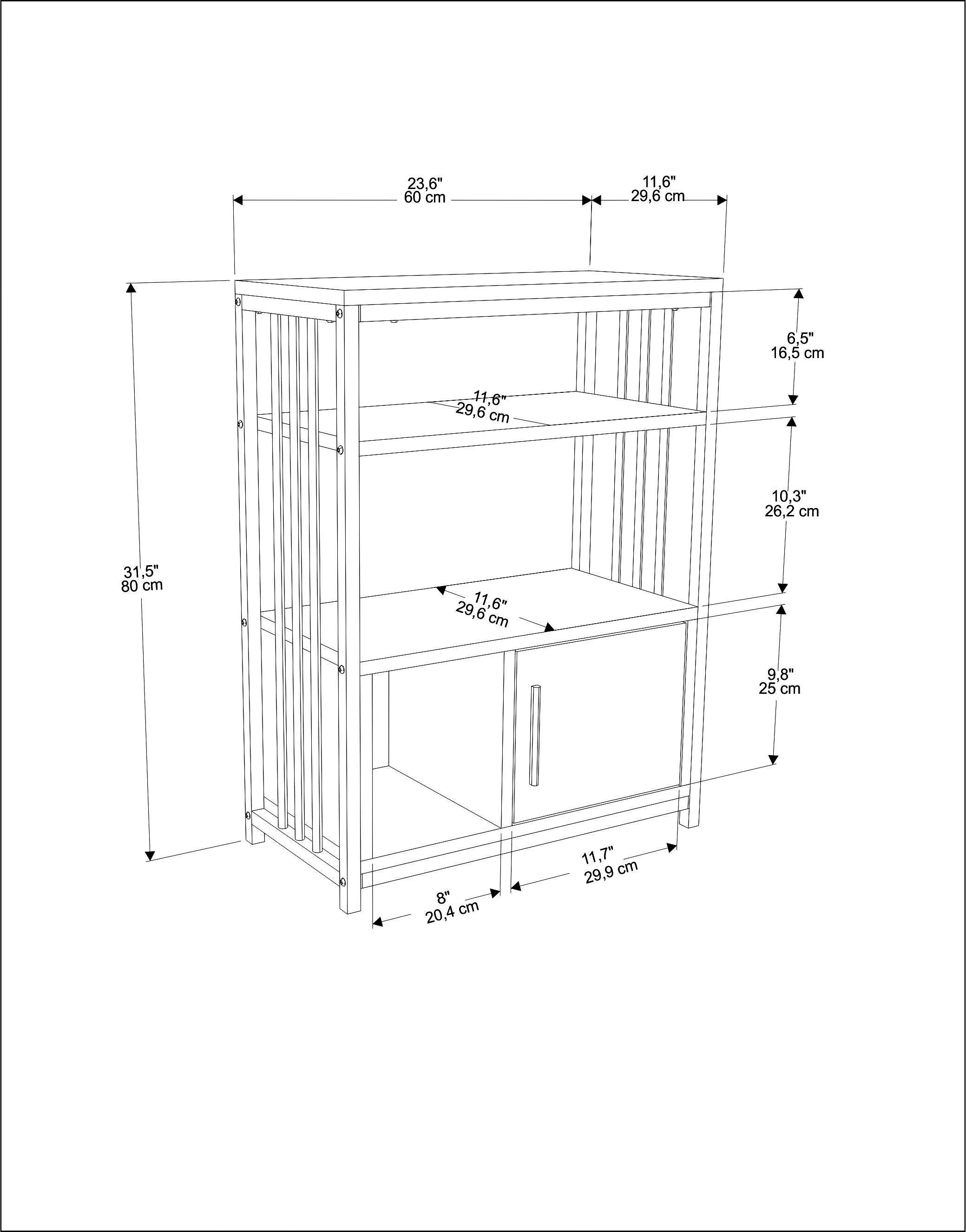 Letos 32" Tall Metal Wood Bookcase