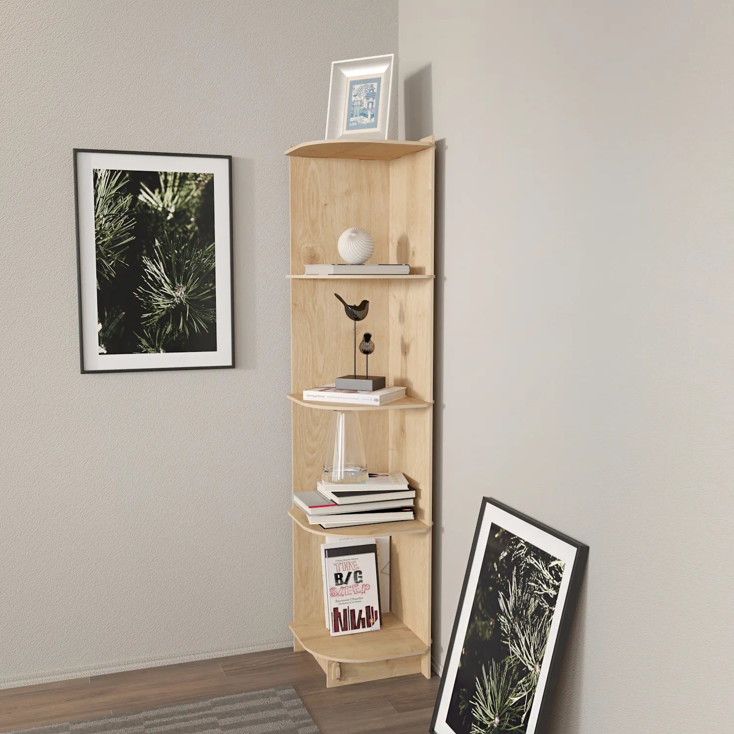 Liva 54" Tall MDF Corner Bookcase | Bookshelf | Display Unit