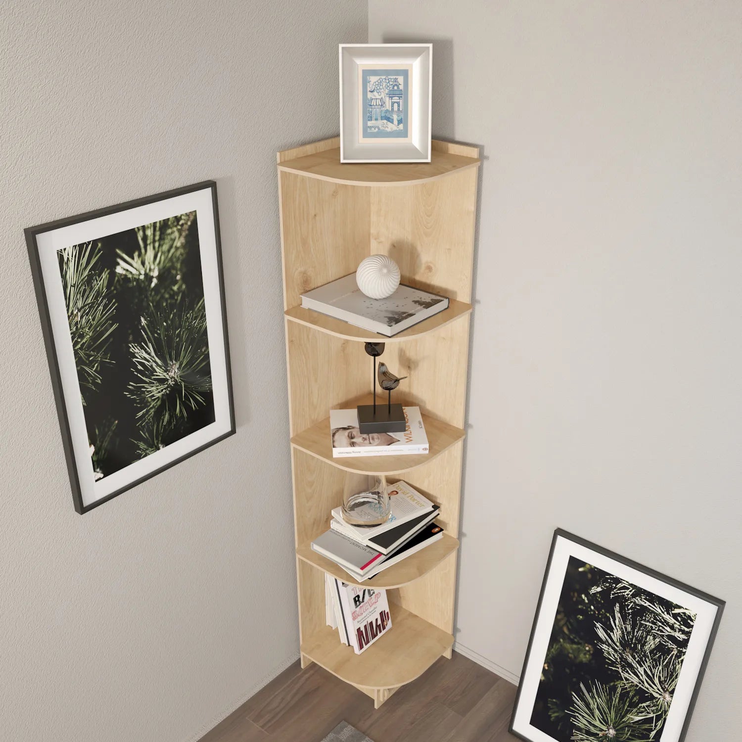 Liva 54 Tall MDF Corner Bookcase | Bookshelf | Display Unit