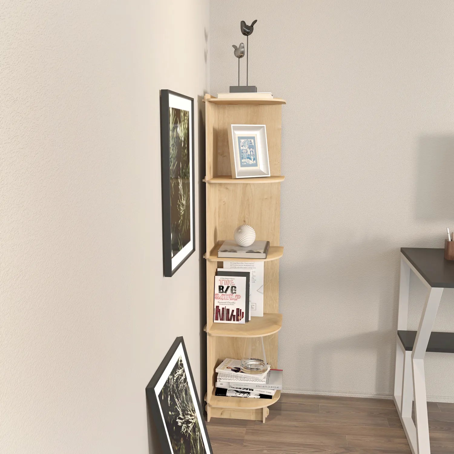 Liva 54" Tall MDF Corner Bookcase | Bookshelf | Display Unit