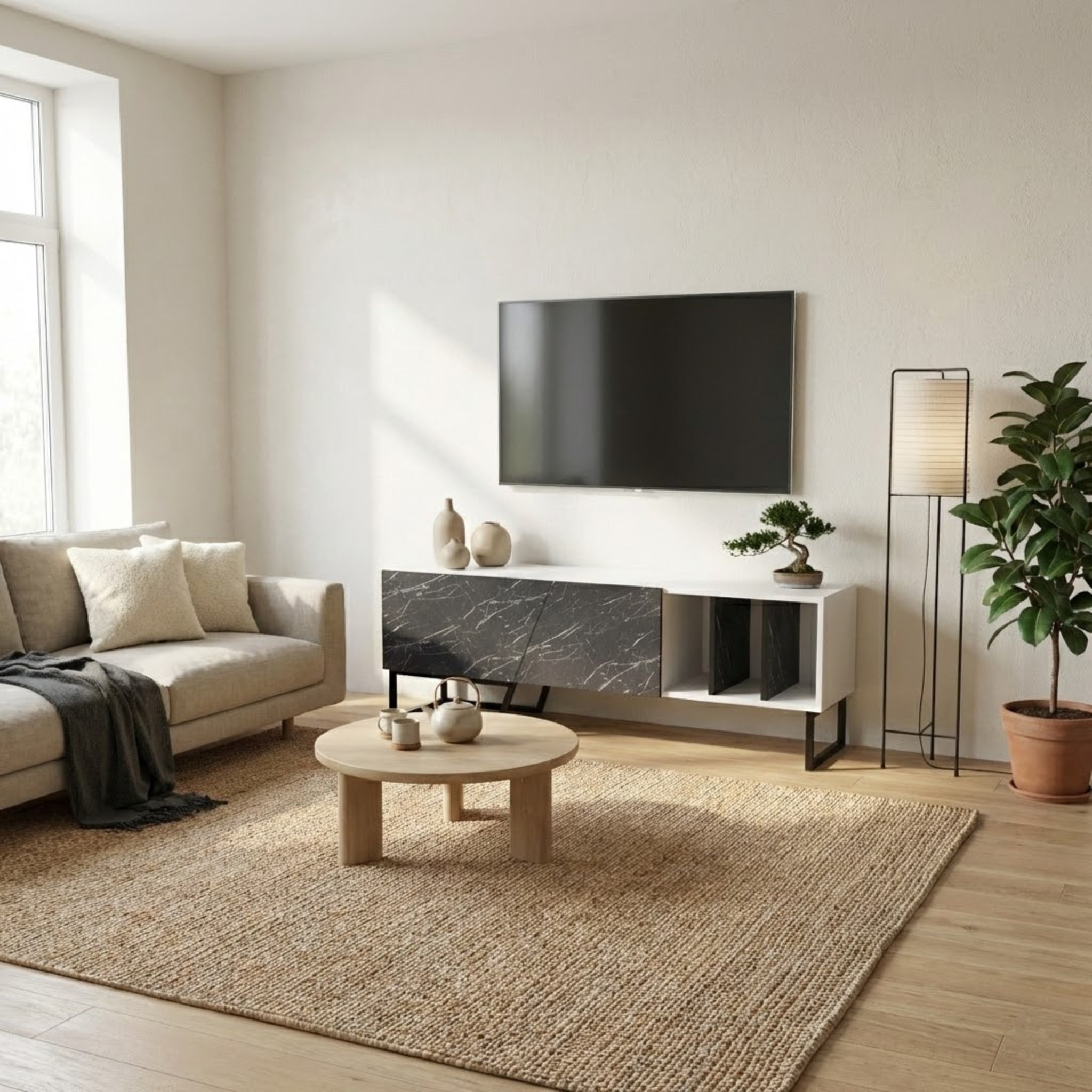 Linossa 59" Modern TV Stand Media Console fits TVs up to 65"