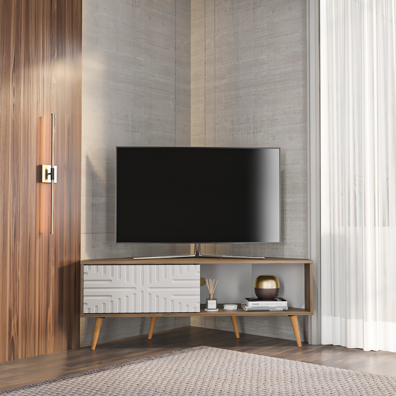 Mora 55'' Corner TV Stand for 65'' TVs – Decorotika