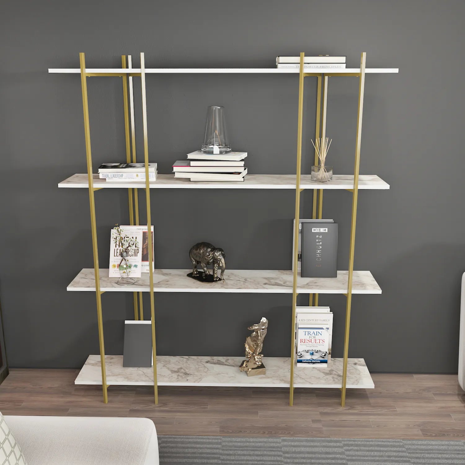 Moss 71" Tall Metal Wood Bookcase | Bookshelf | Display Unit