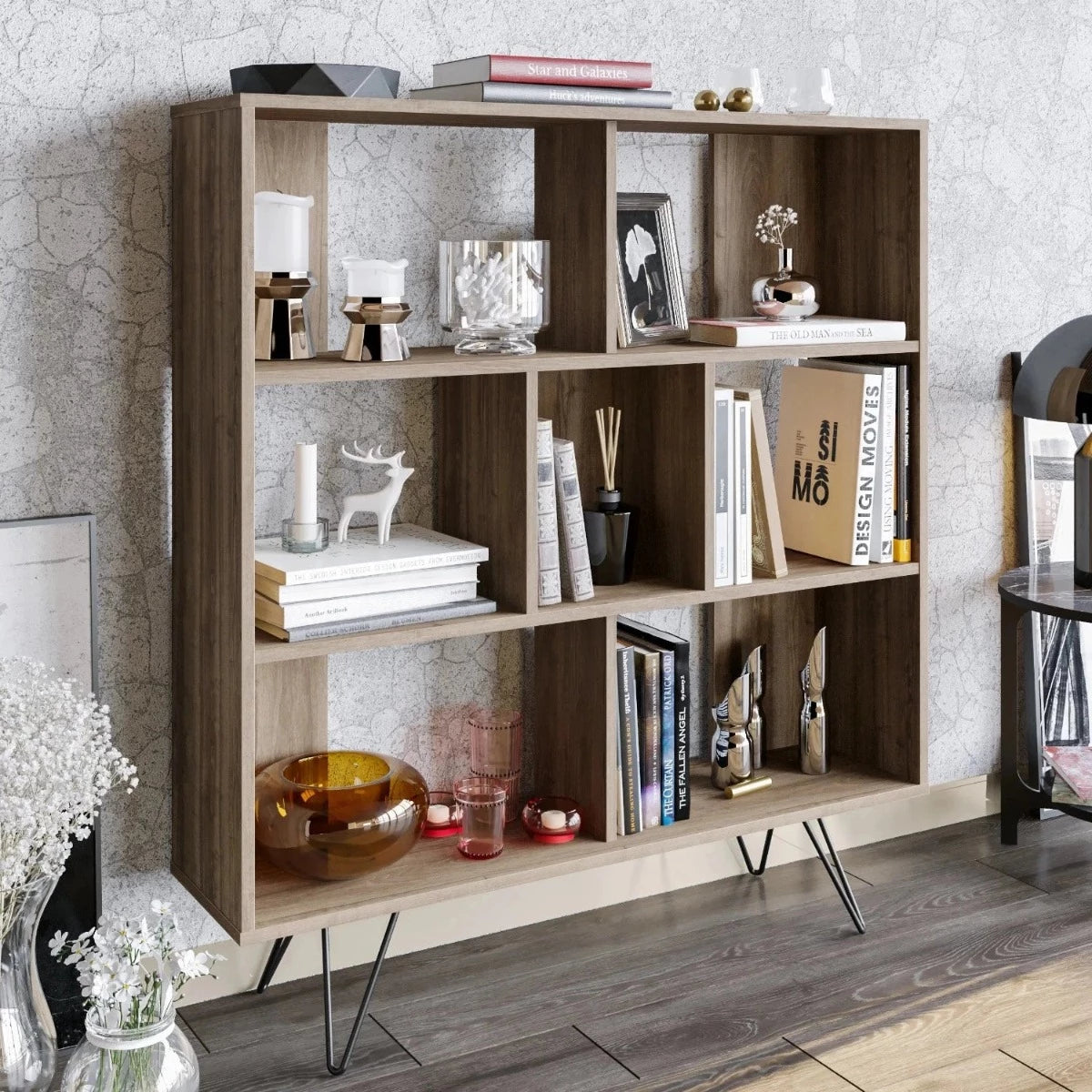 mistico bookcase walnut from angle