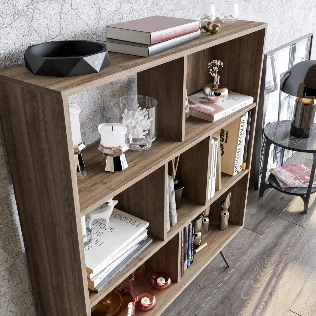 mistico bookcase walnut from angle