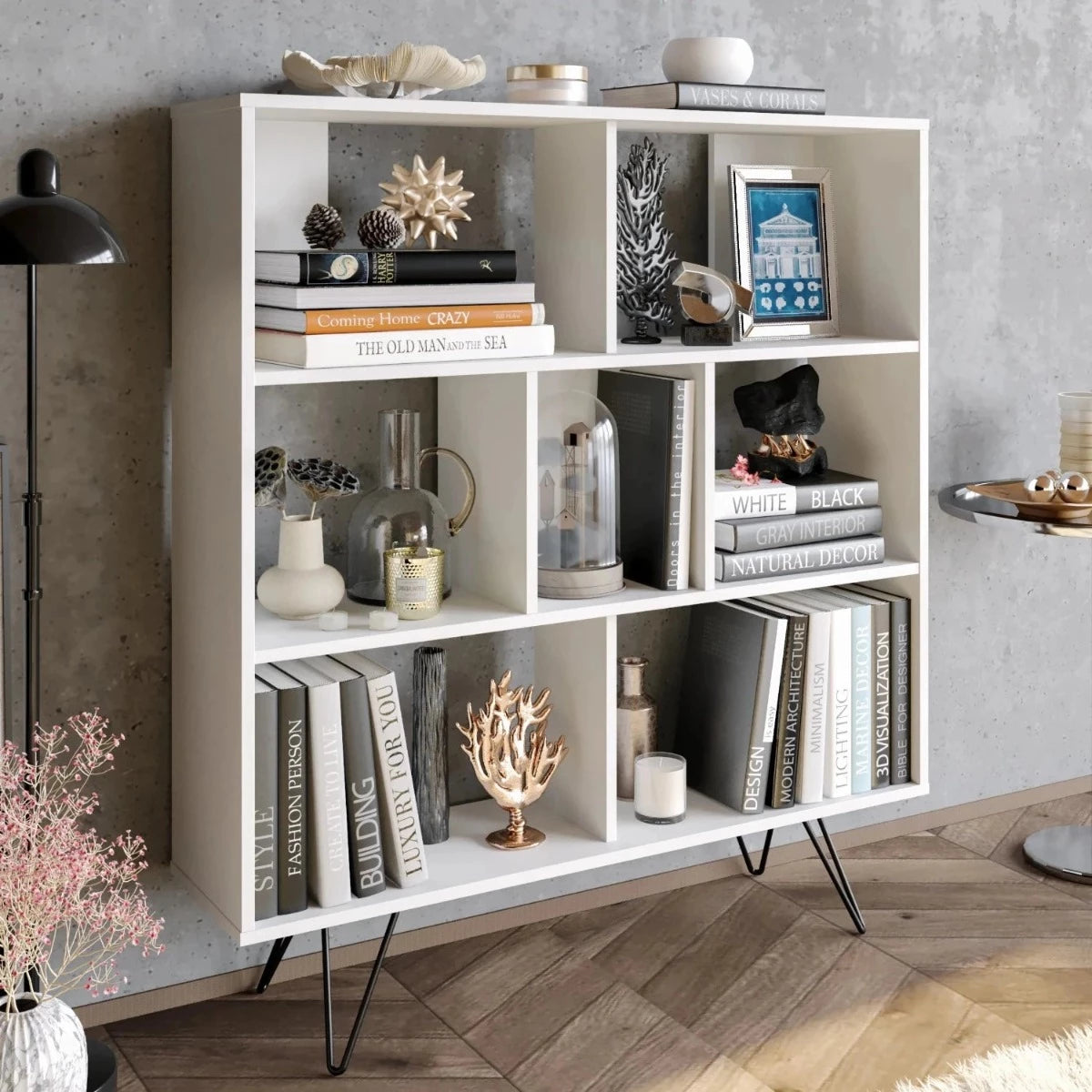 mistico bookcase white from angle