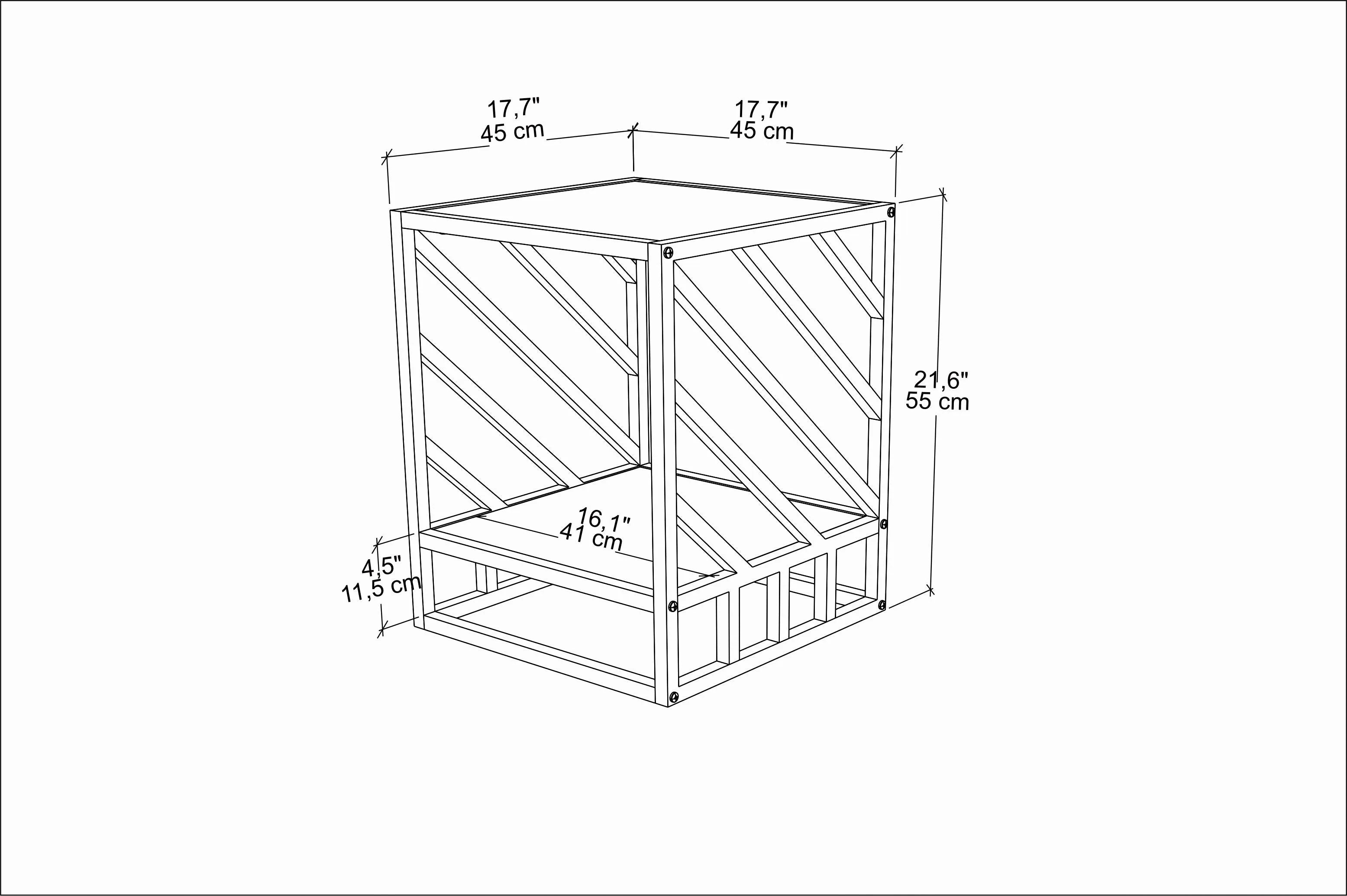 Norm 21 inch Tall Side End Table with Metal Frame