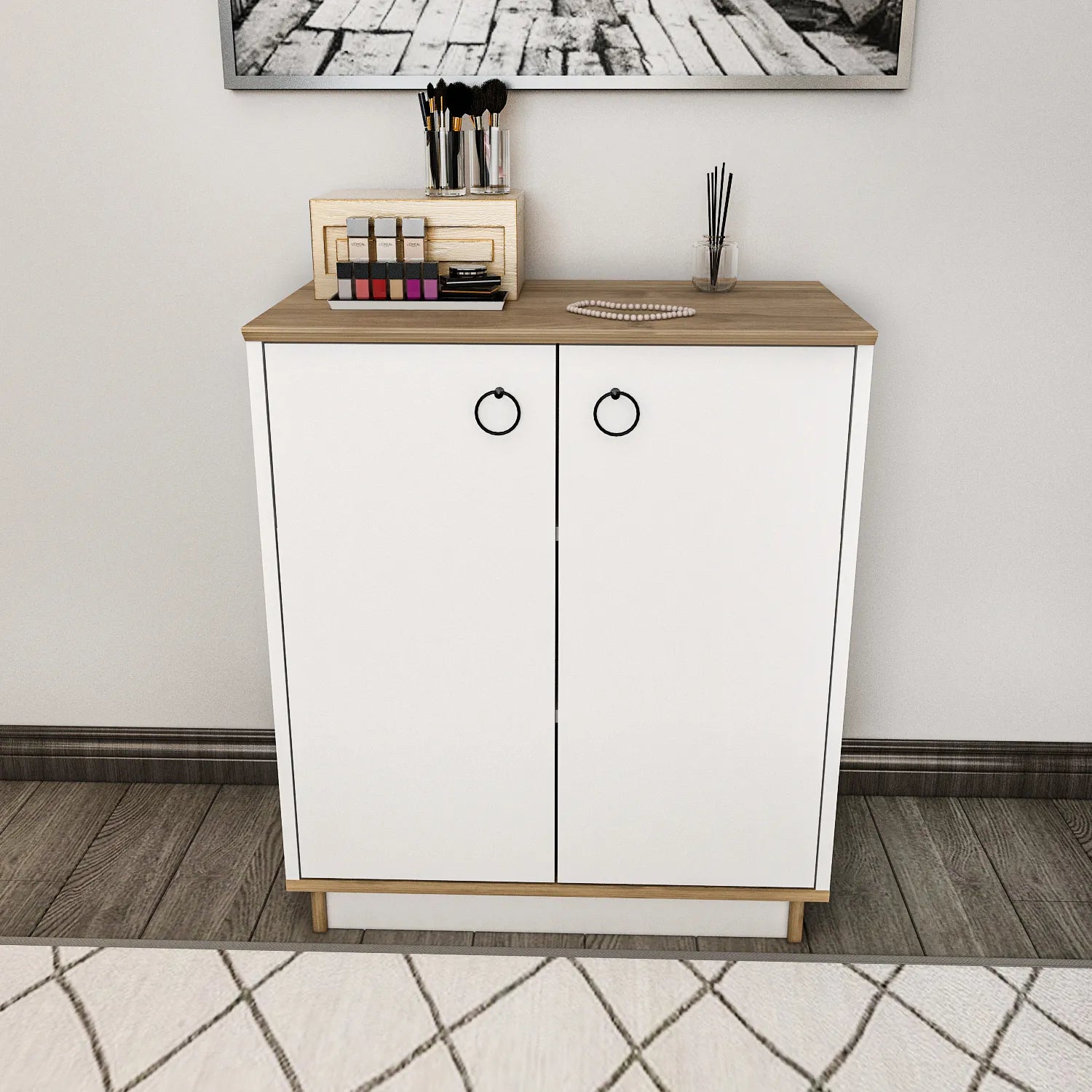 Nuanse Storage Cabinet with Doors | Accent Cabinet | Shoe Rack