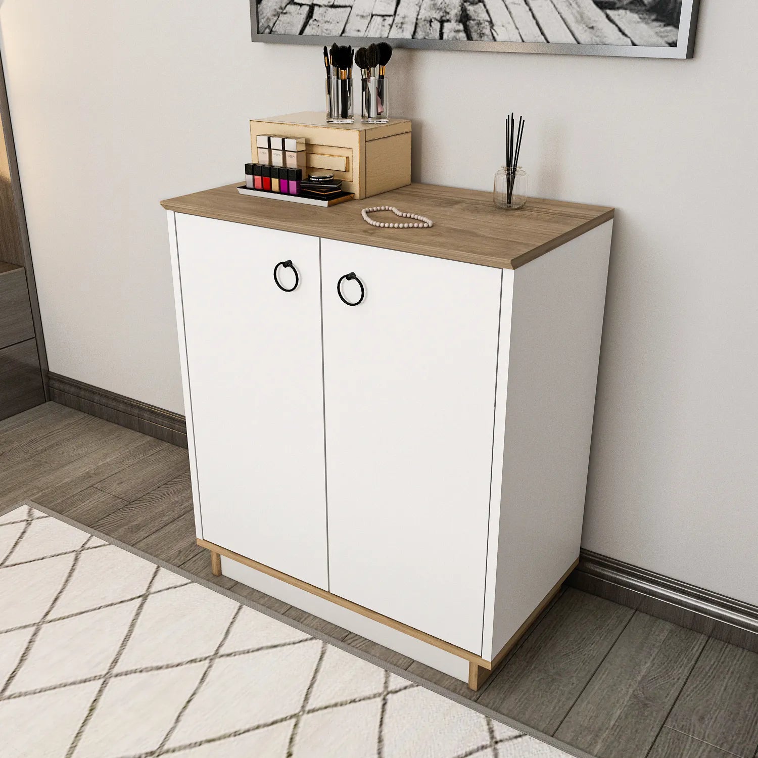 Nuanse Storage Cabinet with Doors | Accent Cabinet | Shoe Rack