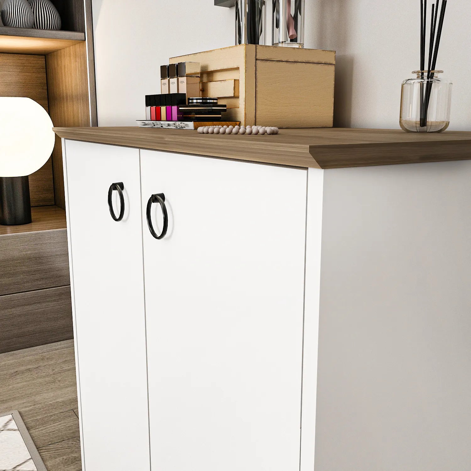 Nuanse Storage Cabinet with Doors | Accent Cabinet | Shoe Rack