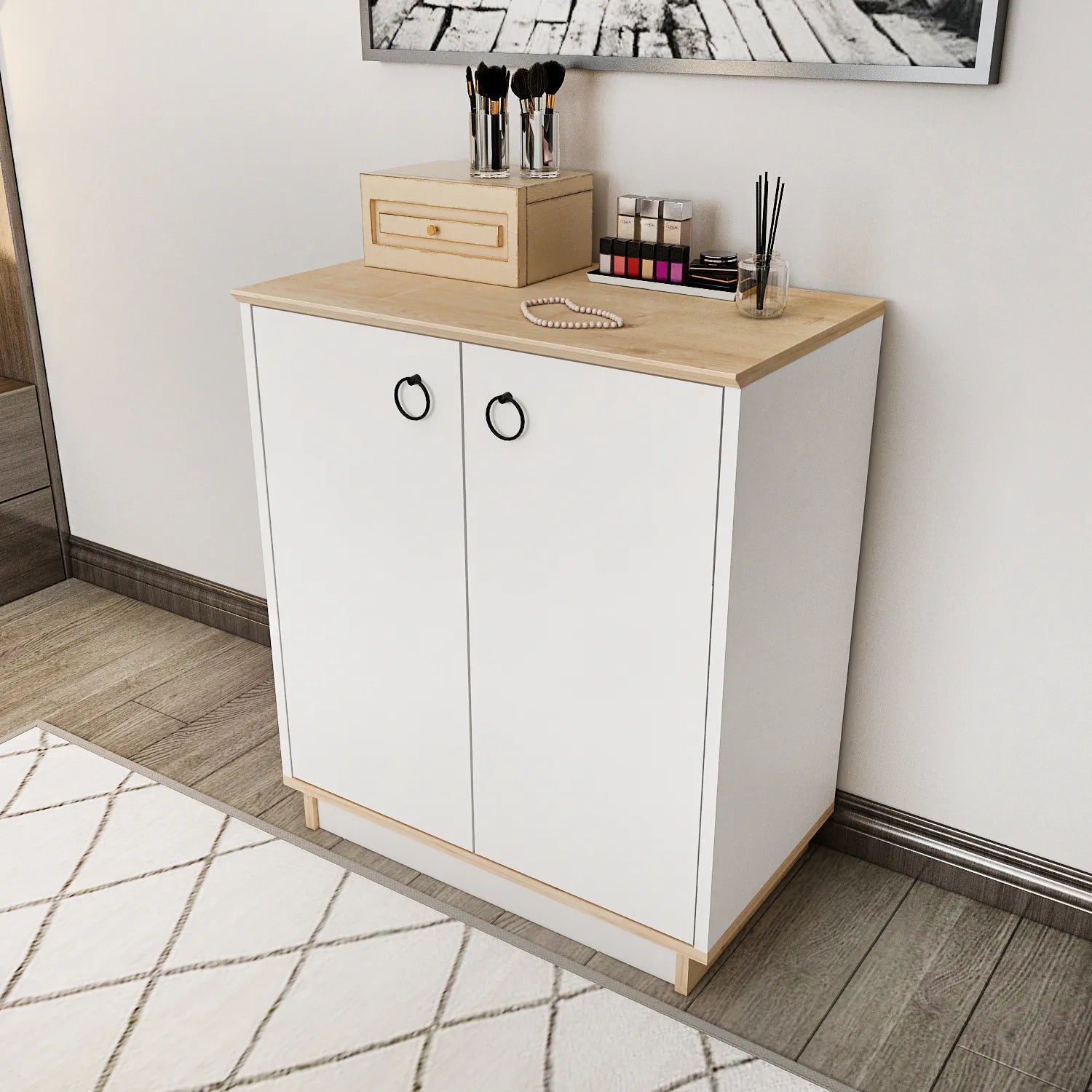 Nuanse Storage Cabinet with Doors | Accent Cabinet | Shoe Rack