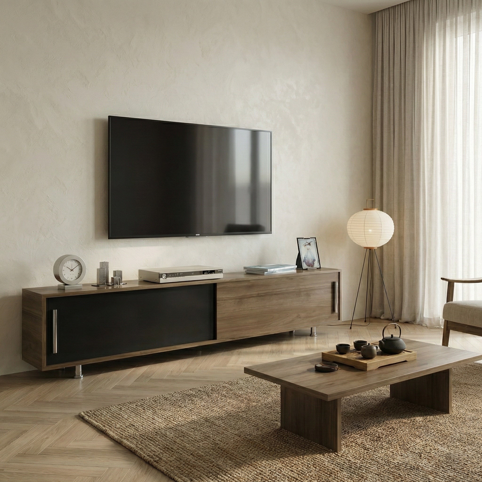 Nehir 71 Wide Sliding Door Low Profile TV Stand