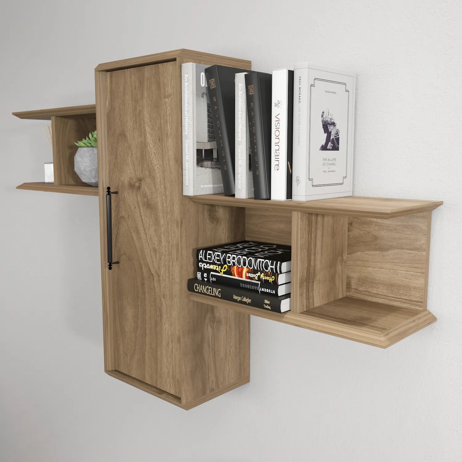 Olida Wall Shelf - Modern Design | 2 Shelves and Cabinet for Storage