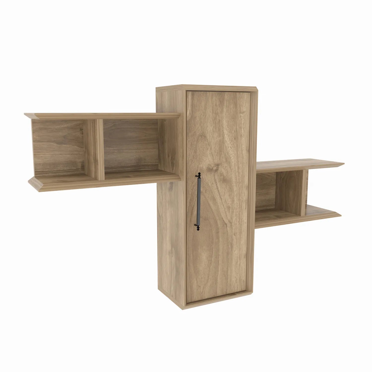 Olida Wall Shelf - Modern Design | 2 Shelves and Cabinet for Storage