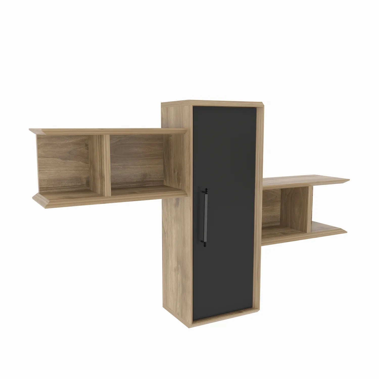 Olida Wall Shelf - Modern Design | 2 Shelves and Cabinet for Storage