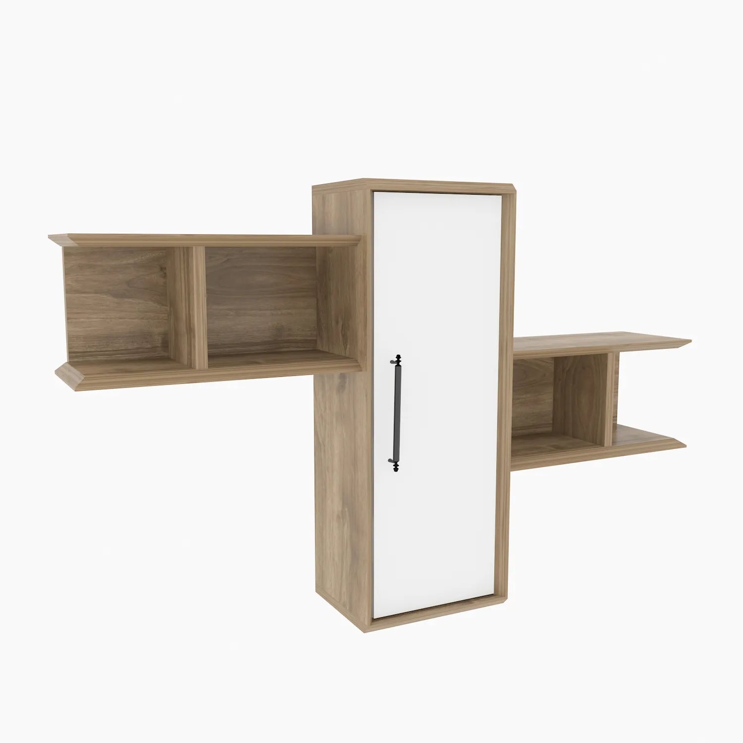 Olida Wall Shelf - Modern Design | 2 Shelves and Cabinet for Storage