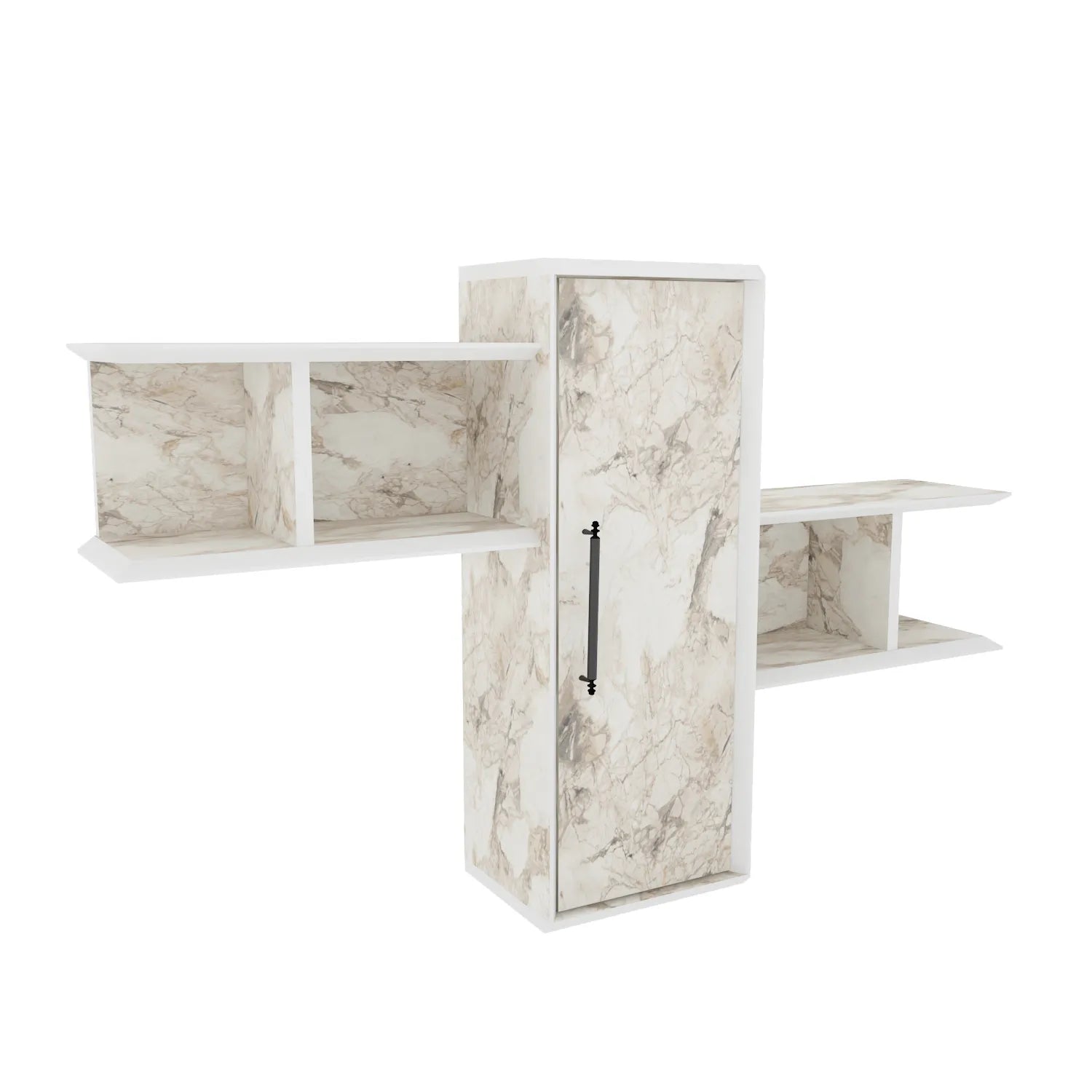 Olida Wall Shelf - Modern Design | 2 Shelves and Cabinet for Storage