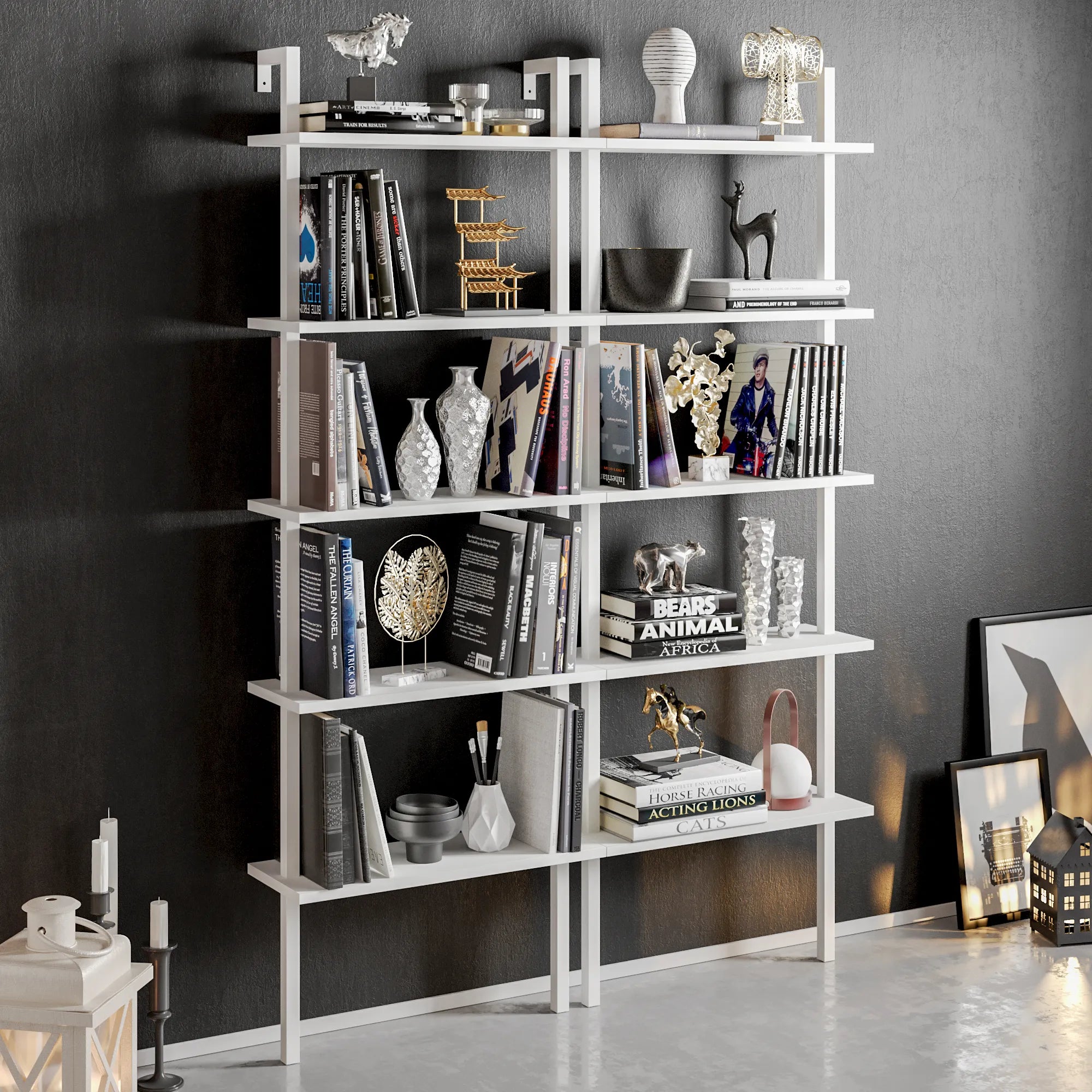 piante ladder bookcase white double