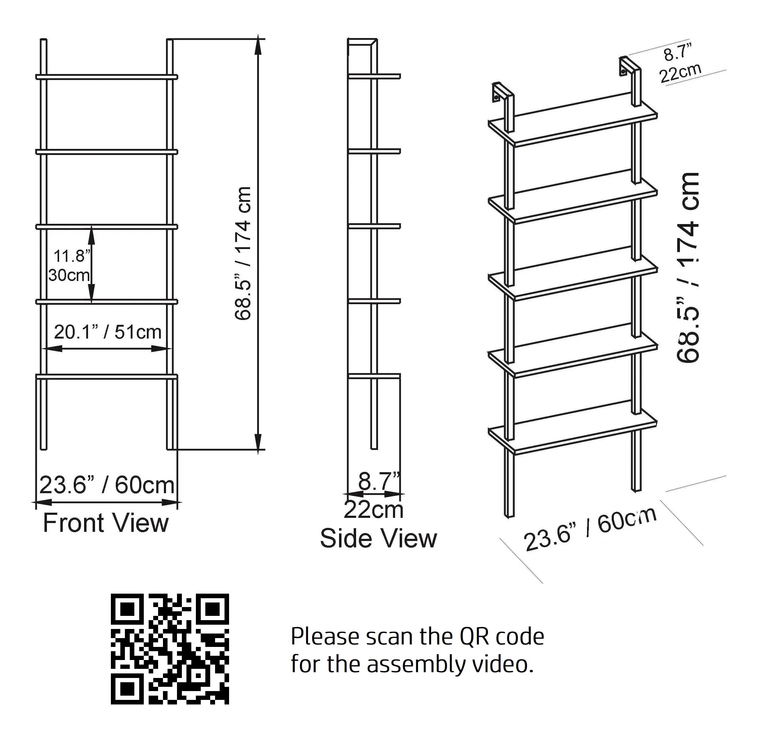 piante ladder bookcase dimensions