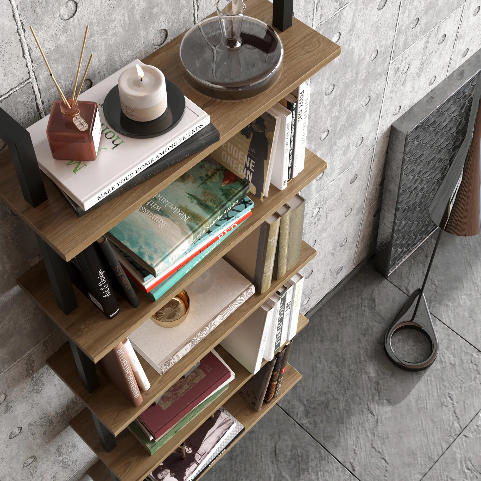 piante ladder bookcase black oud oak top