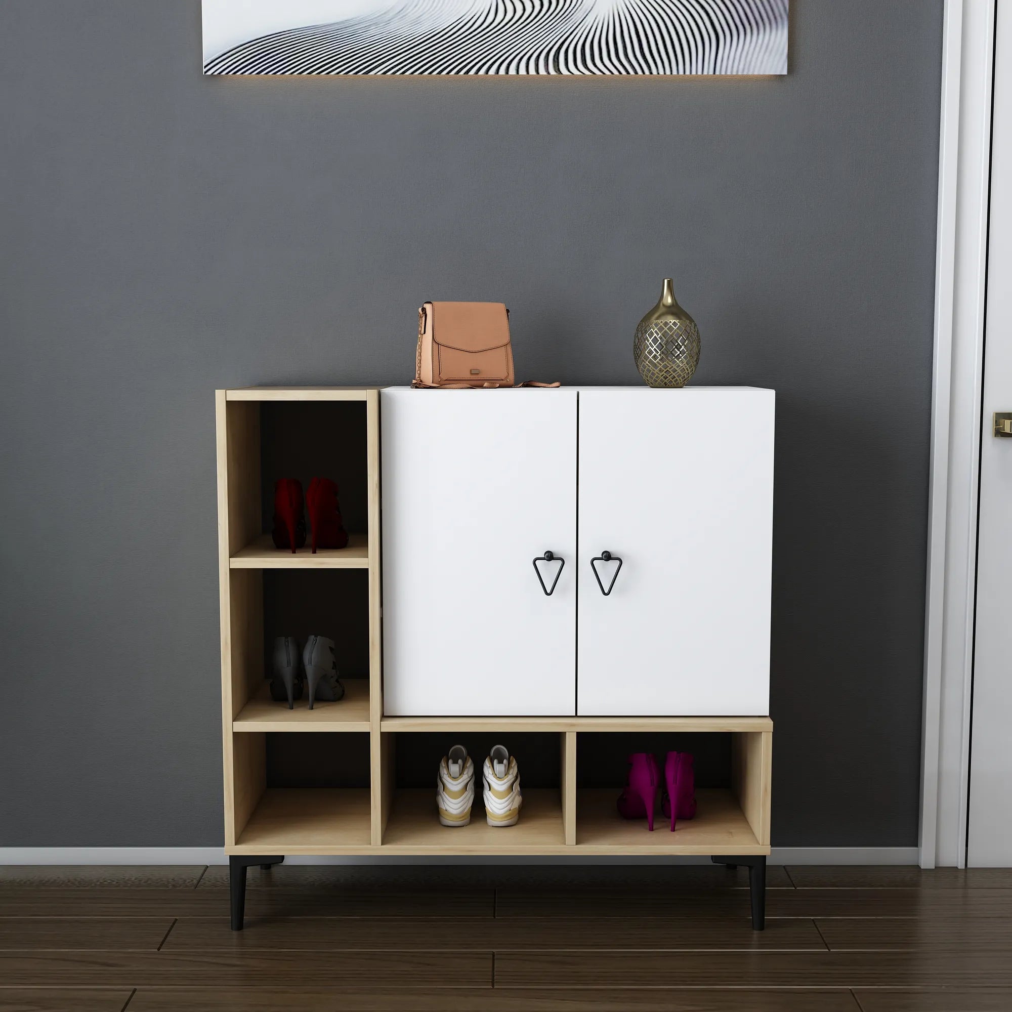 Platin Modern Shoe Cabinet with Ample Storage | Cupboard