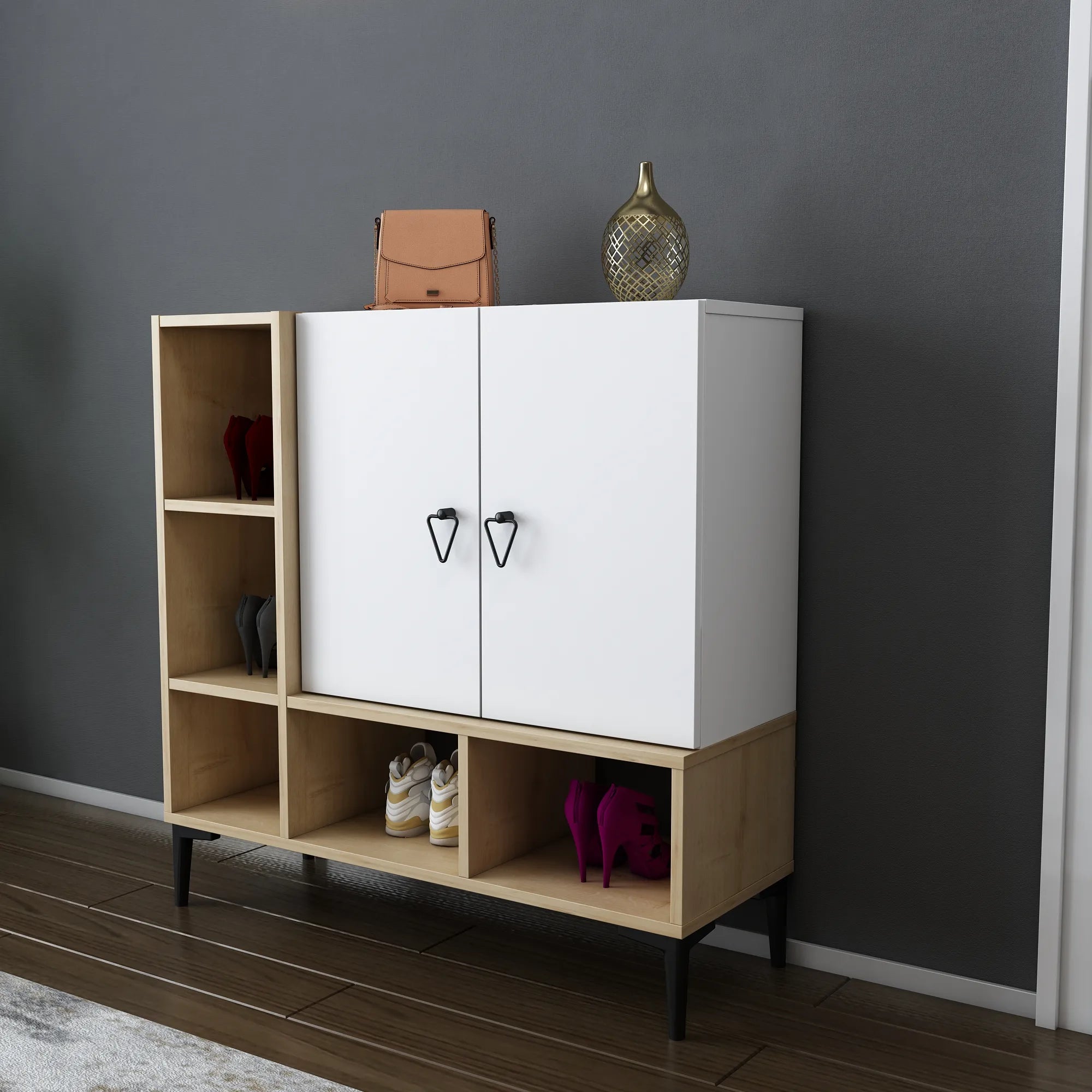 Platin Modern Shoe Cabinet with Ample Storage | Cupboard