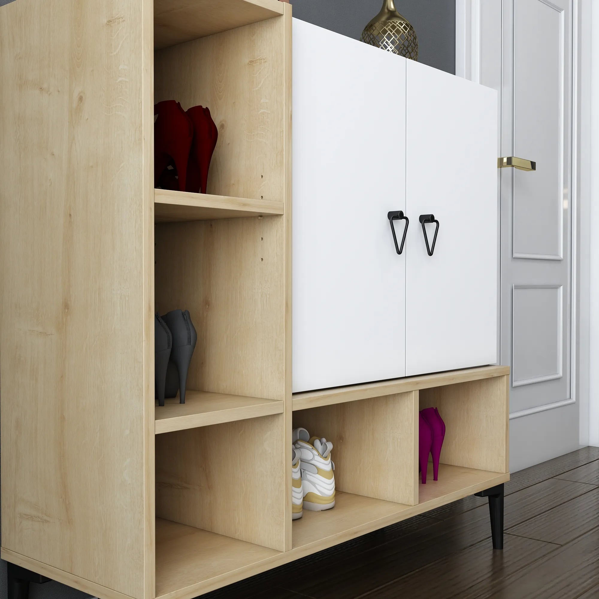 Platin Modern Shoe Cabinet with Ample Storage | Cupboard