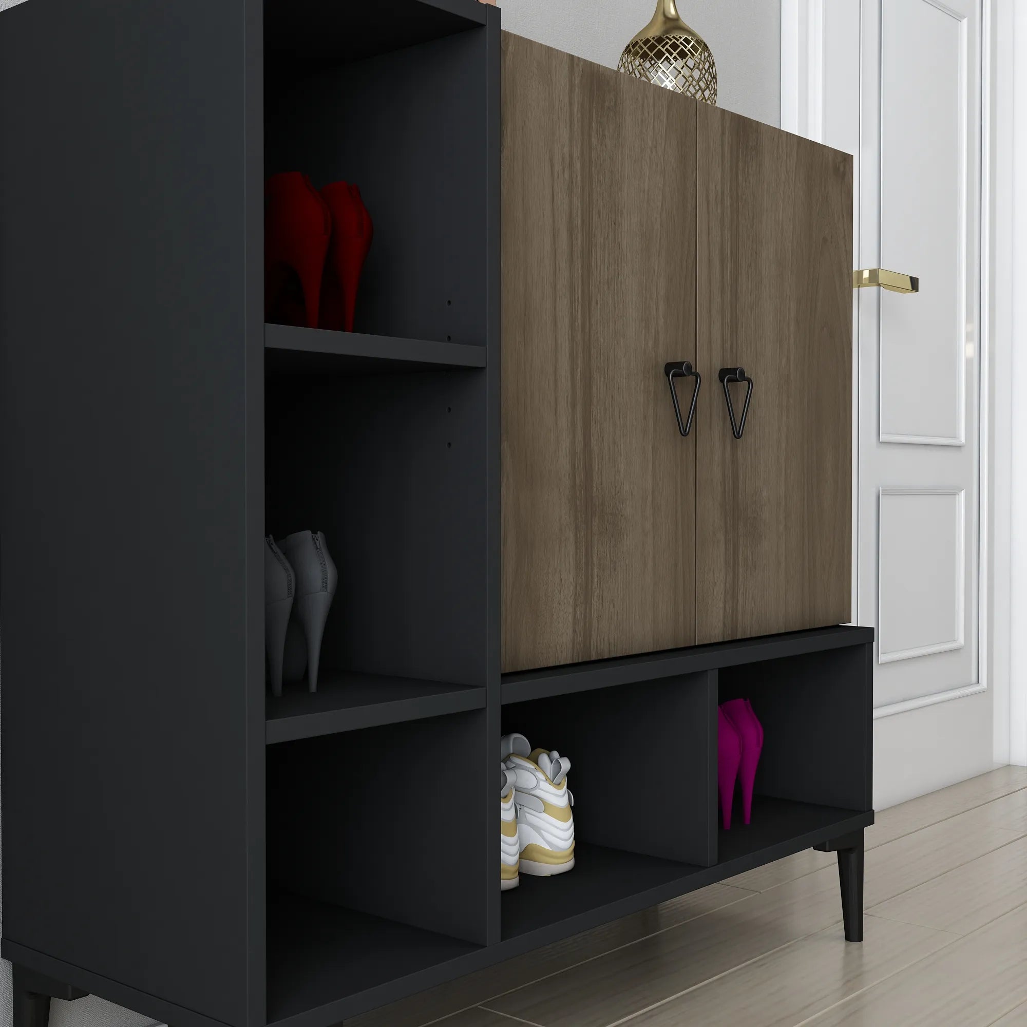 Platin Modern Shoe Cabinet with Ample Storage | Cupboard