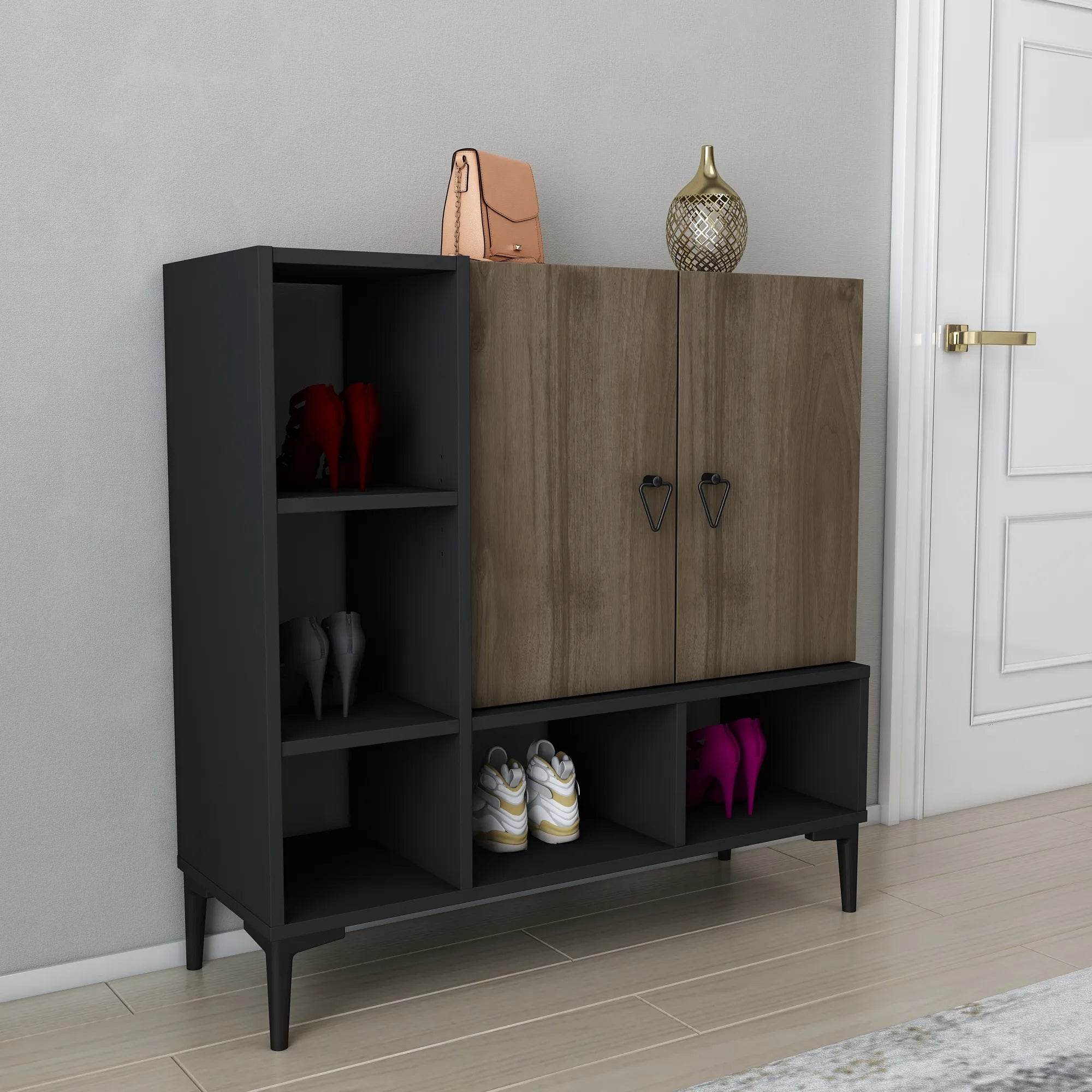 Platin Modern Shoe Cabinet with Ample Storage | Cupboard