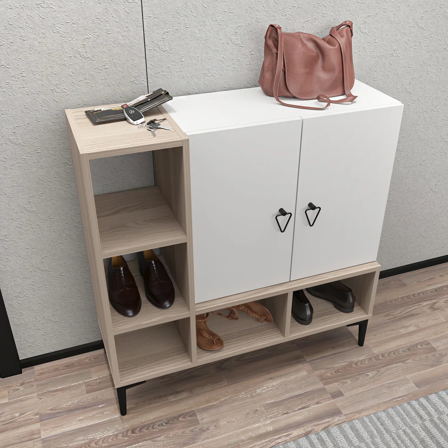 Platin Modern Shoe Cabinet with Ample Storage | Cupboard