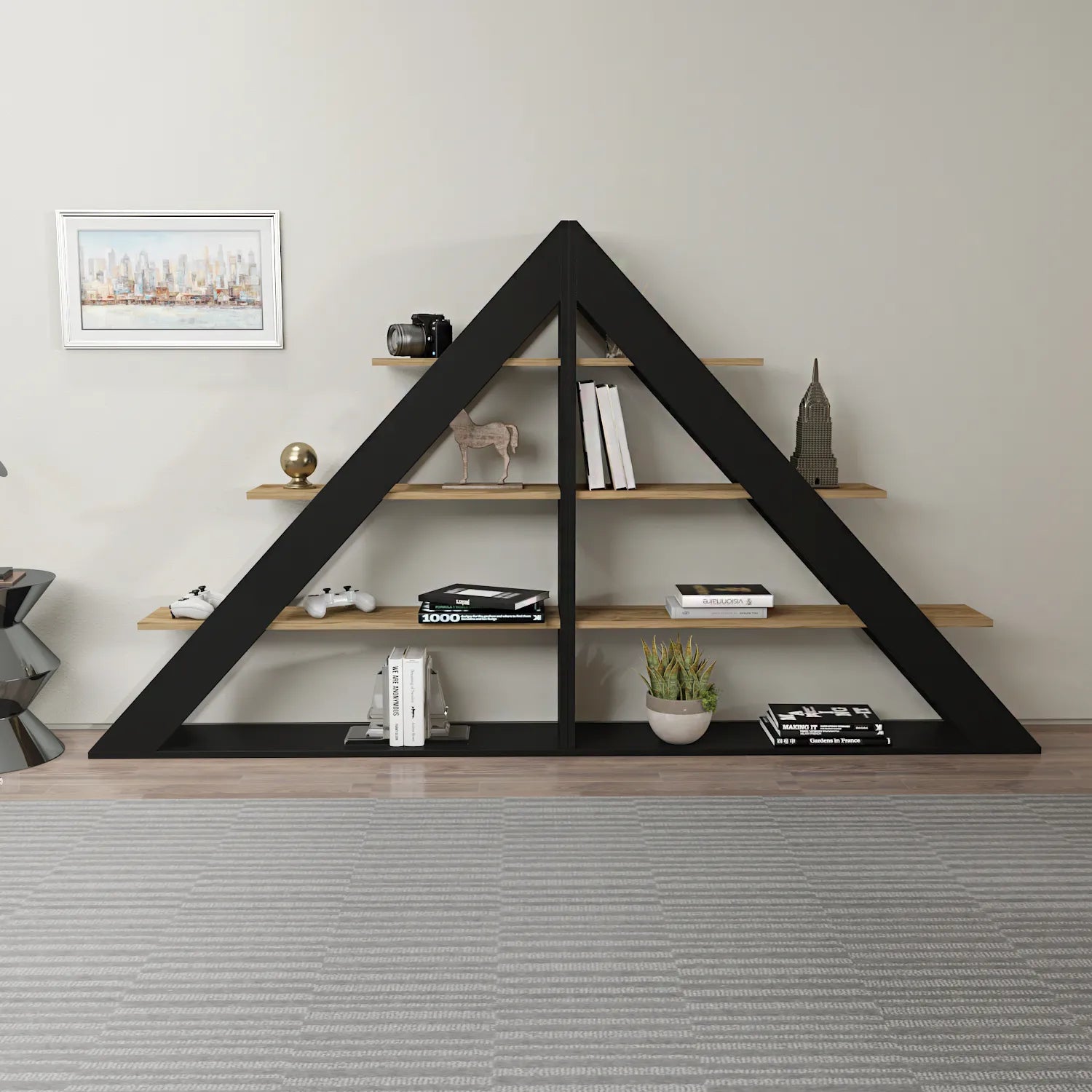 Pisagor 52" Tall Geometric Ladder Bookcase