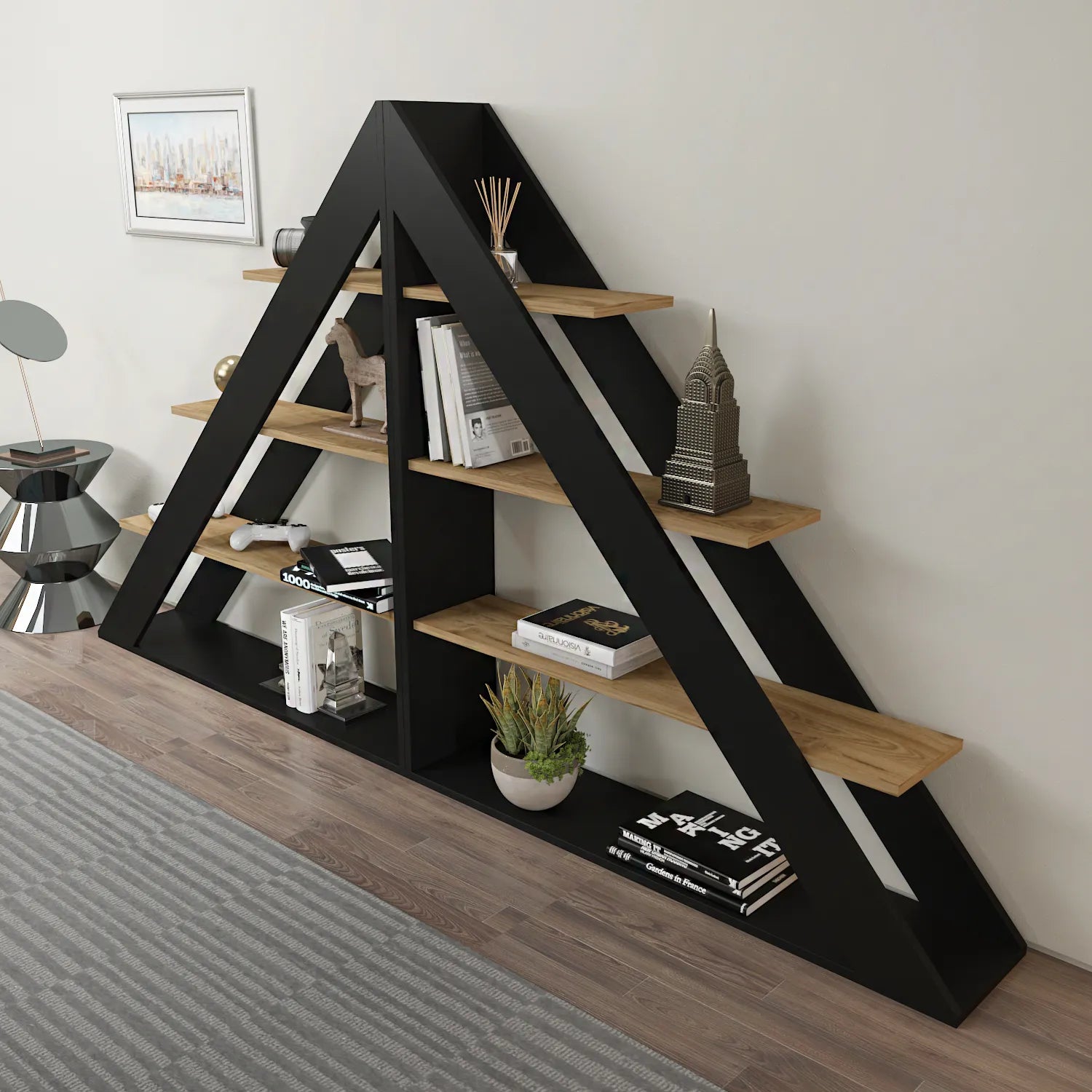 Pisagor 52" Tall Geometric Ladder Bookcase