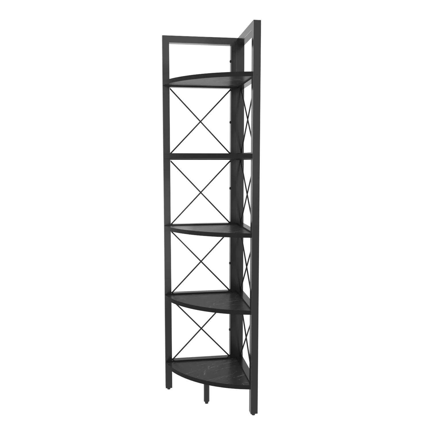 Remo 63 inch Tall Industrial Corner Bookcase with Metal Frame