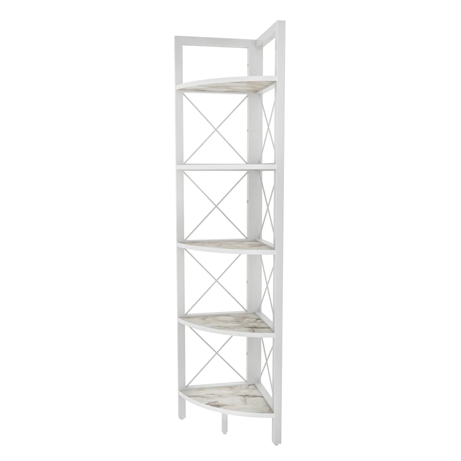 Remo 63 inch Tall Industrial Corner Bookcase with Metal Frame