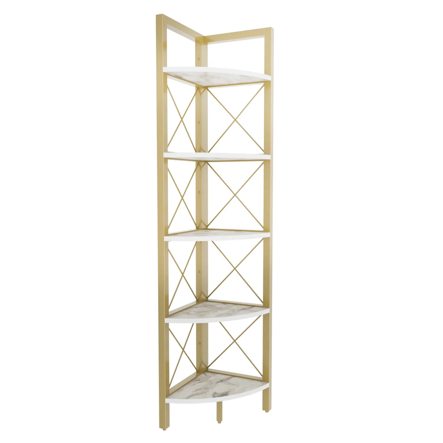 Remo 63 inch Tall Industrial Corner Bookcase with Metal Frame